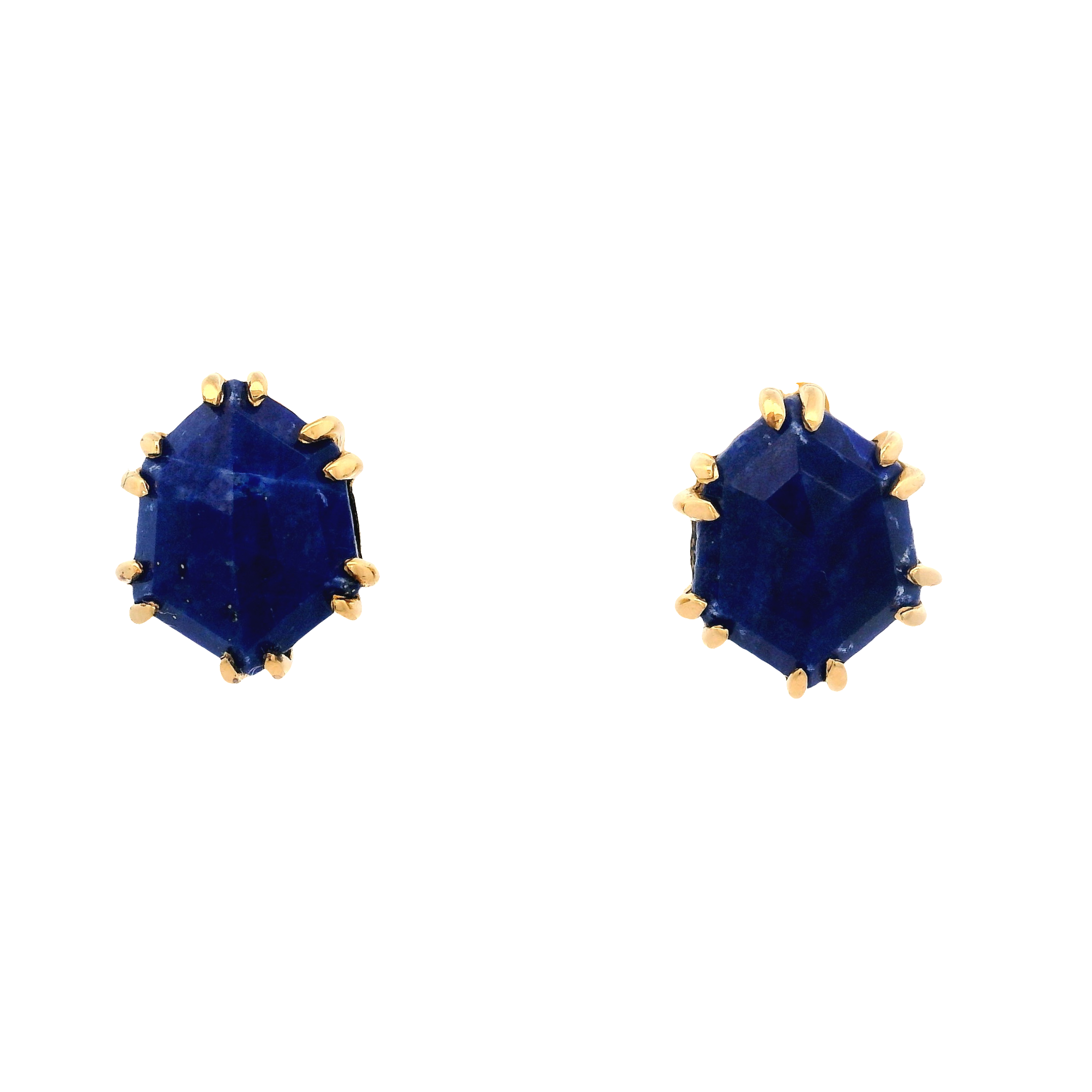 925YG HEXAGONAL LAPIS LAZULI EARRINGS