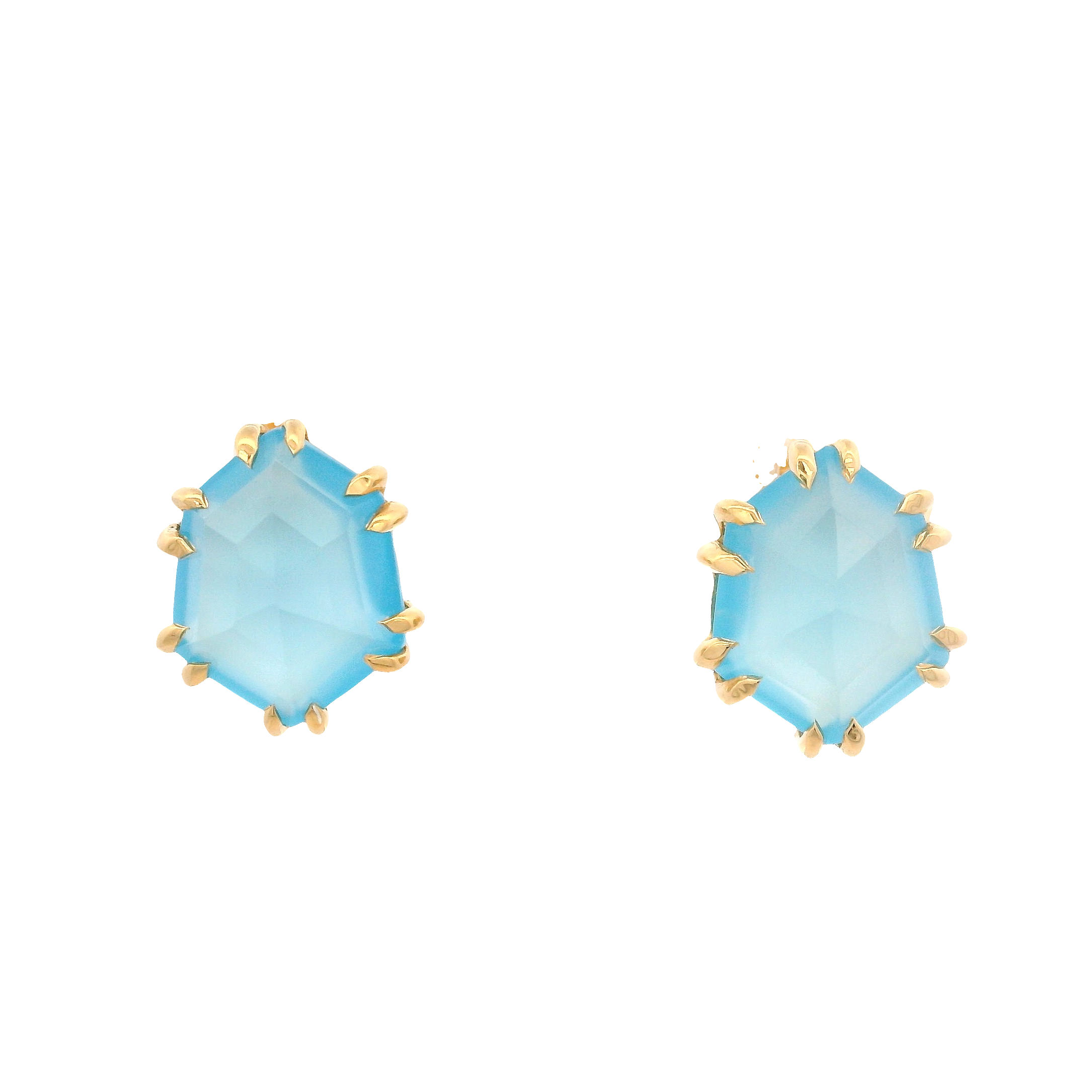 925YG HEXAGONAL CHALCEDONY EARRINGS