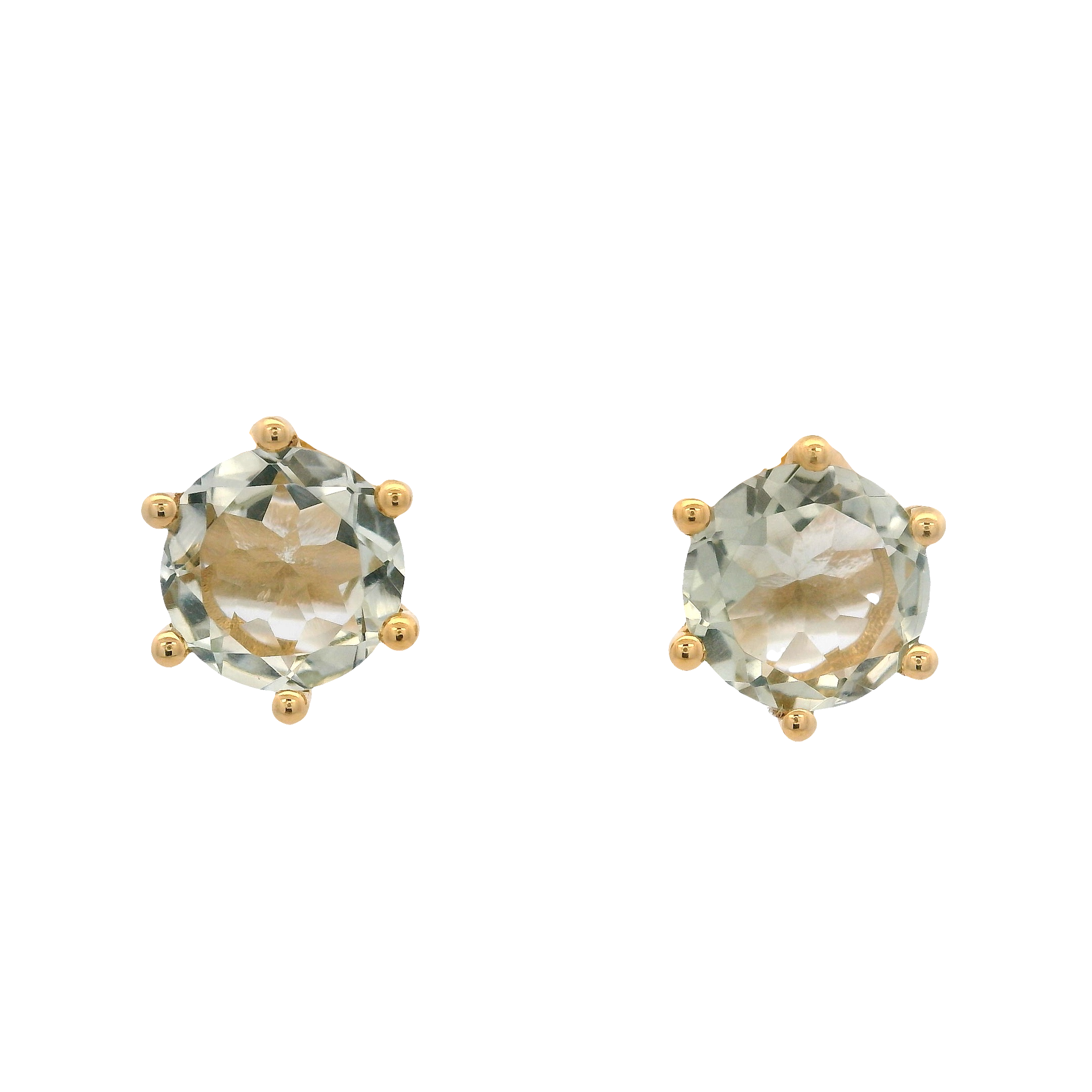 925YG ROUND AMETHYST GREEN SOLITARY EARRINGS