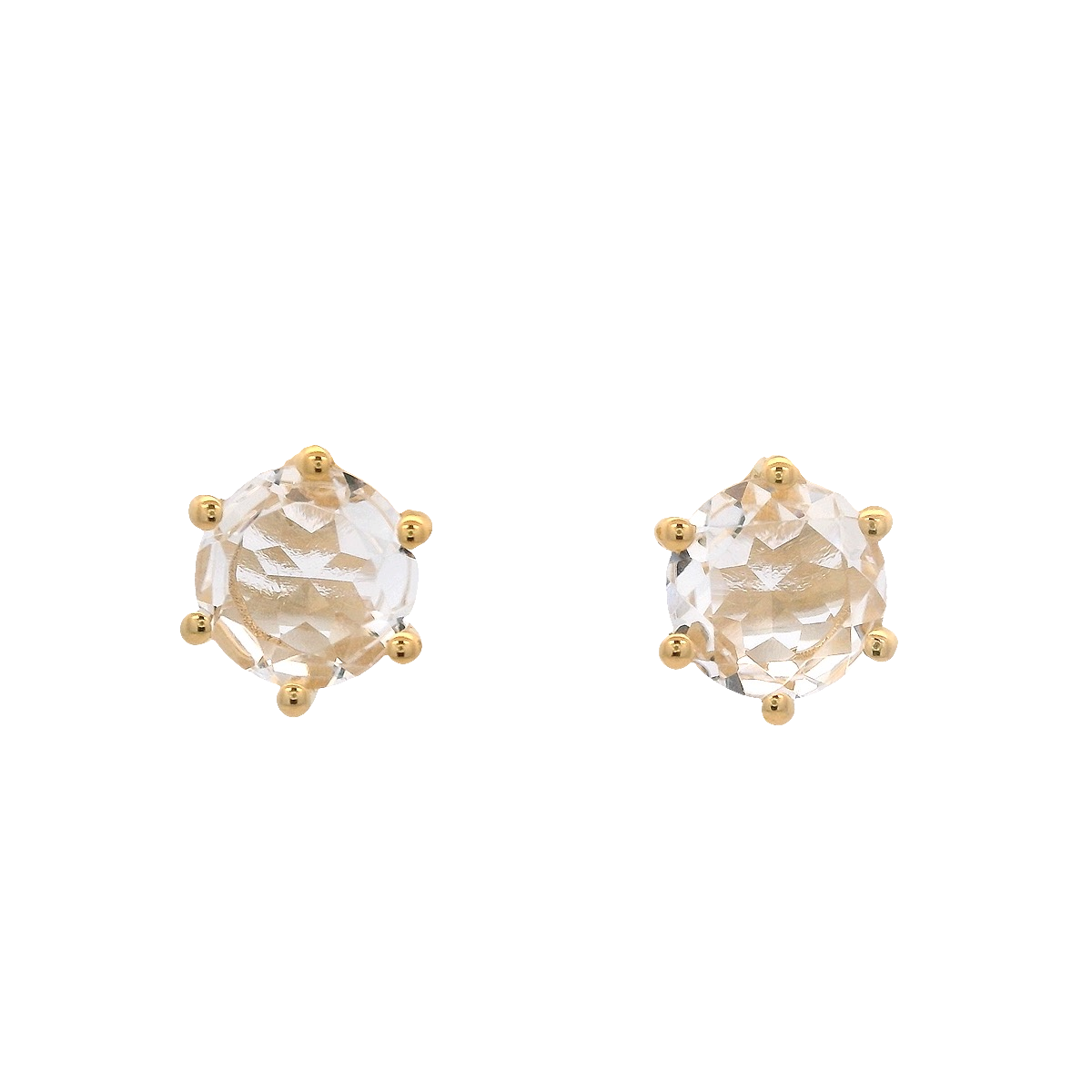 925YG ROUND ROCK CRYSTAL SOLITARY EARRINGS