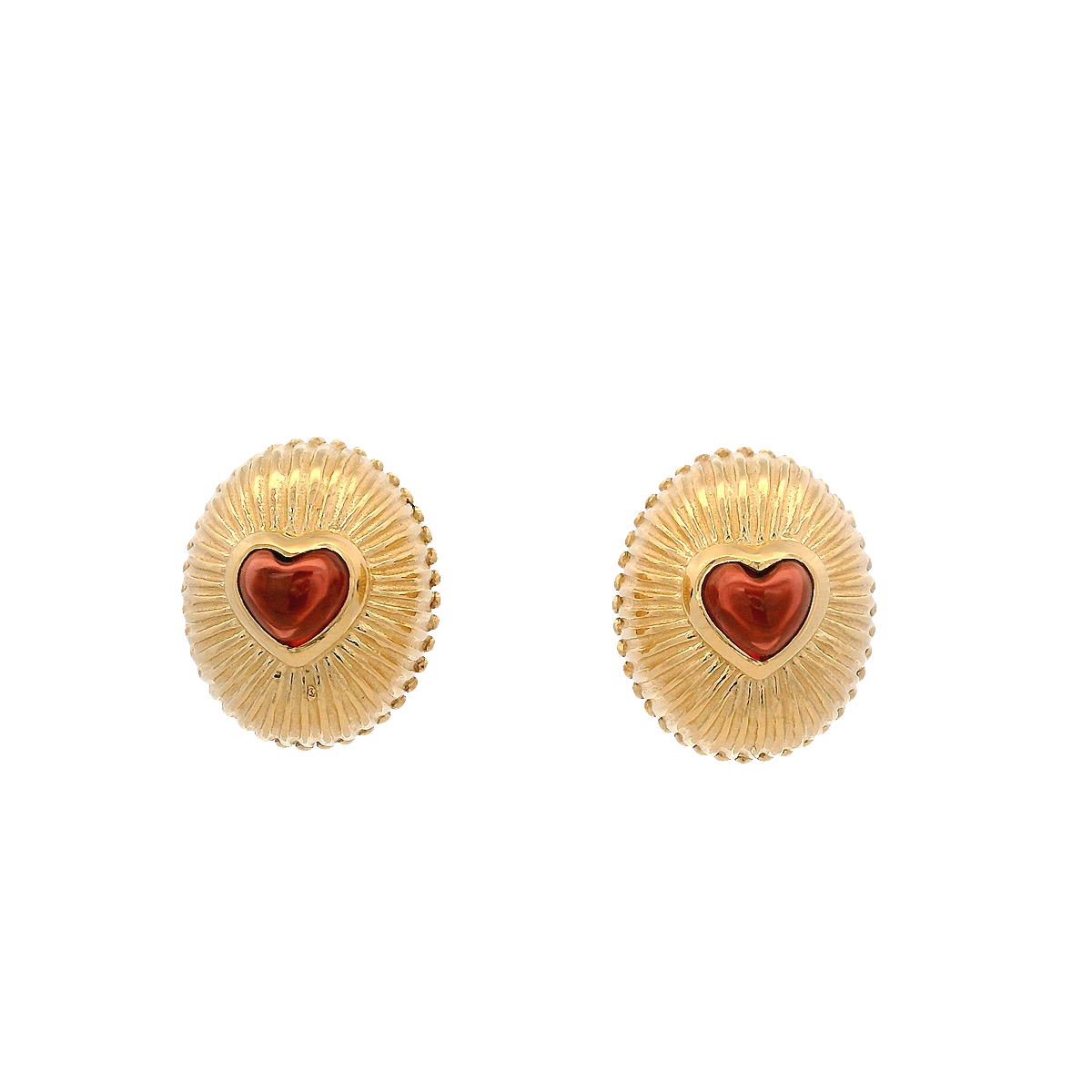 925YG DROP DOME AND HEART GARNET EARRINGS