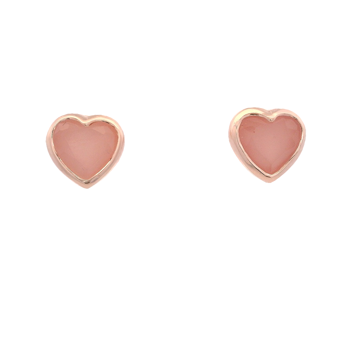 925RG HEART BEZEL PINK QUARTZ EARRINGS