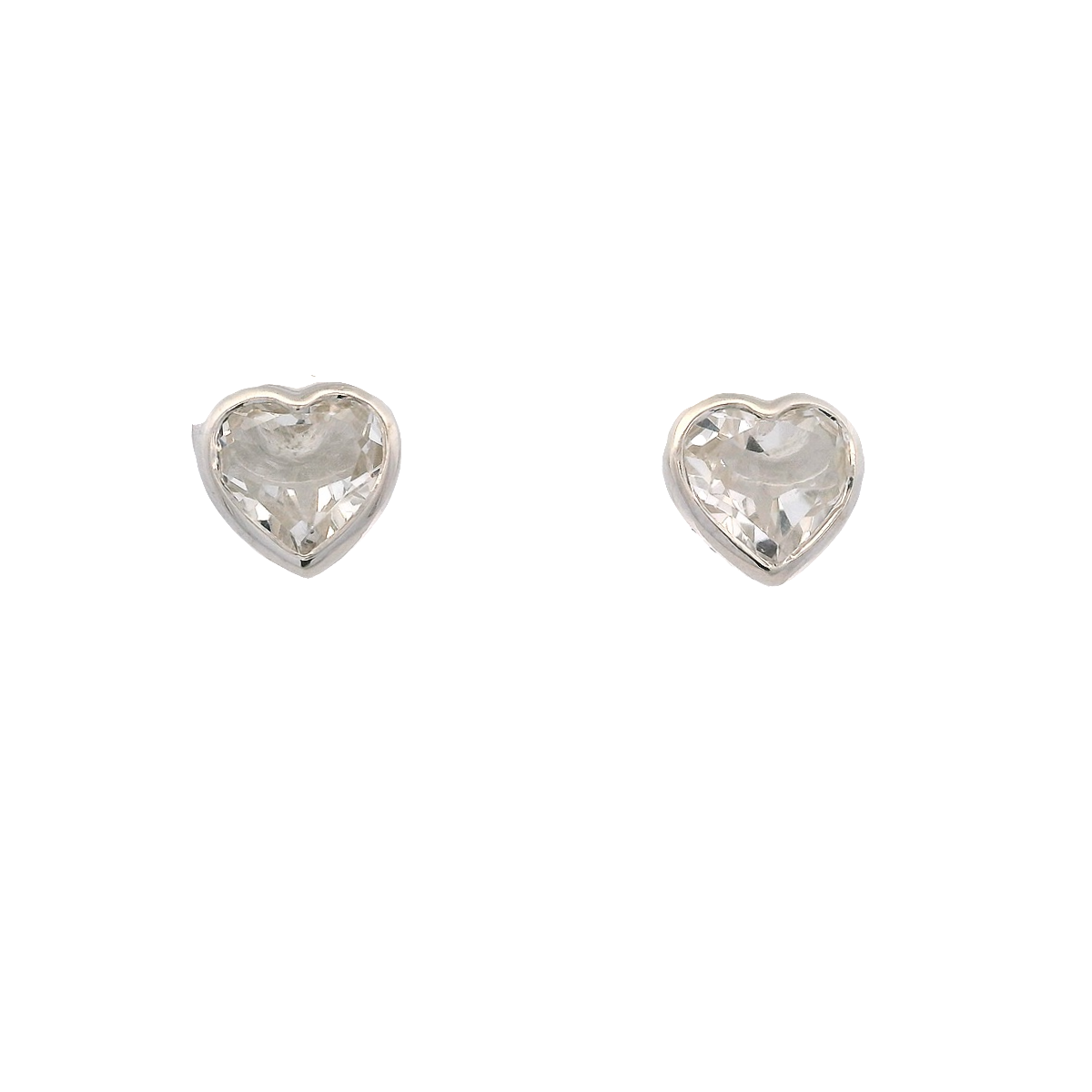 925SL HEART BEZEL ROCK CRYSTAL EARRINGS