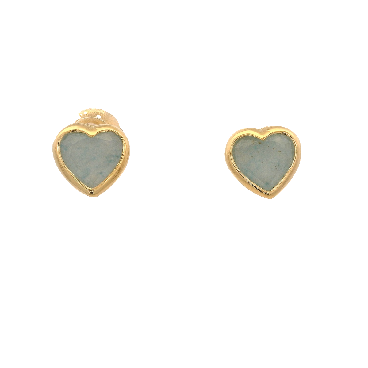 925YG HEART BEZEL AQUA QUARTZ EARRINGS