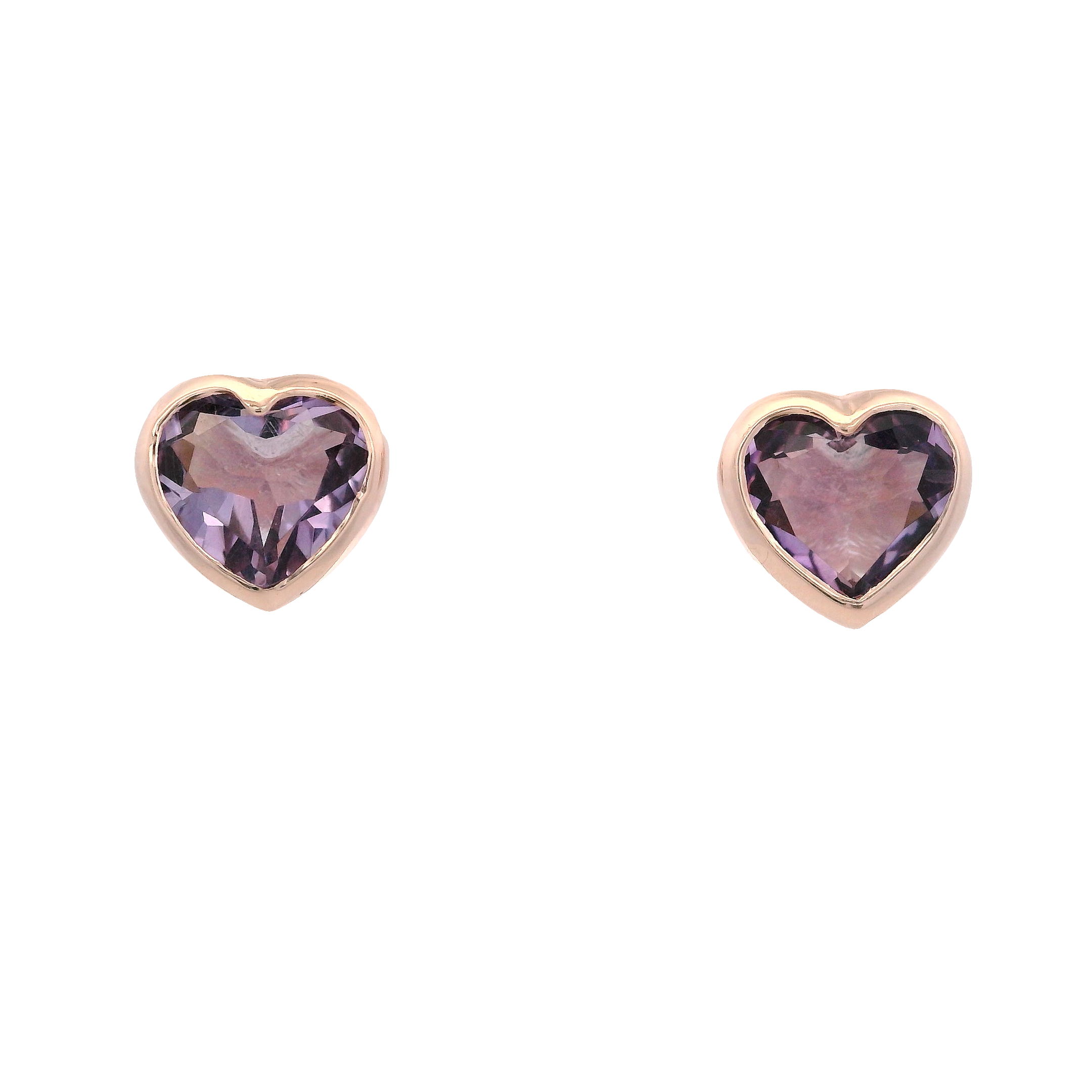 925RG HEART BEZEL AMETHYST EARRINGS