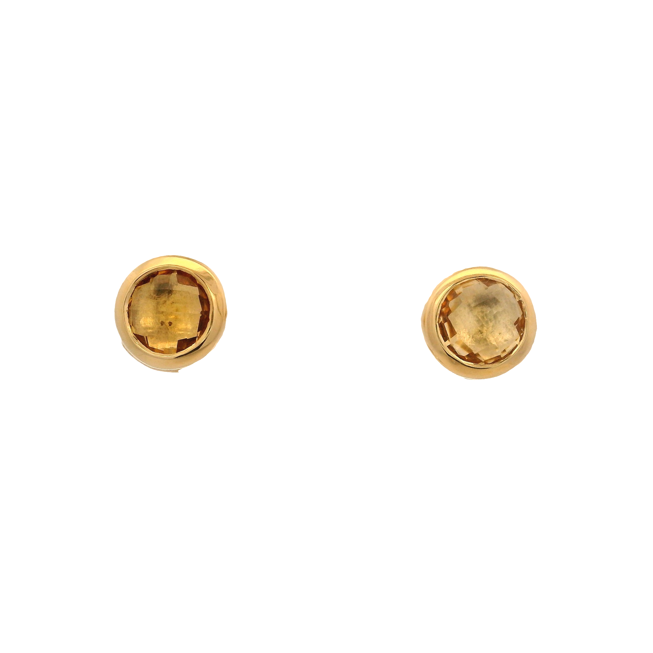 925YG BEZEL CITRINE SOLITARY EARRINGS