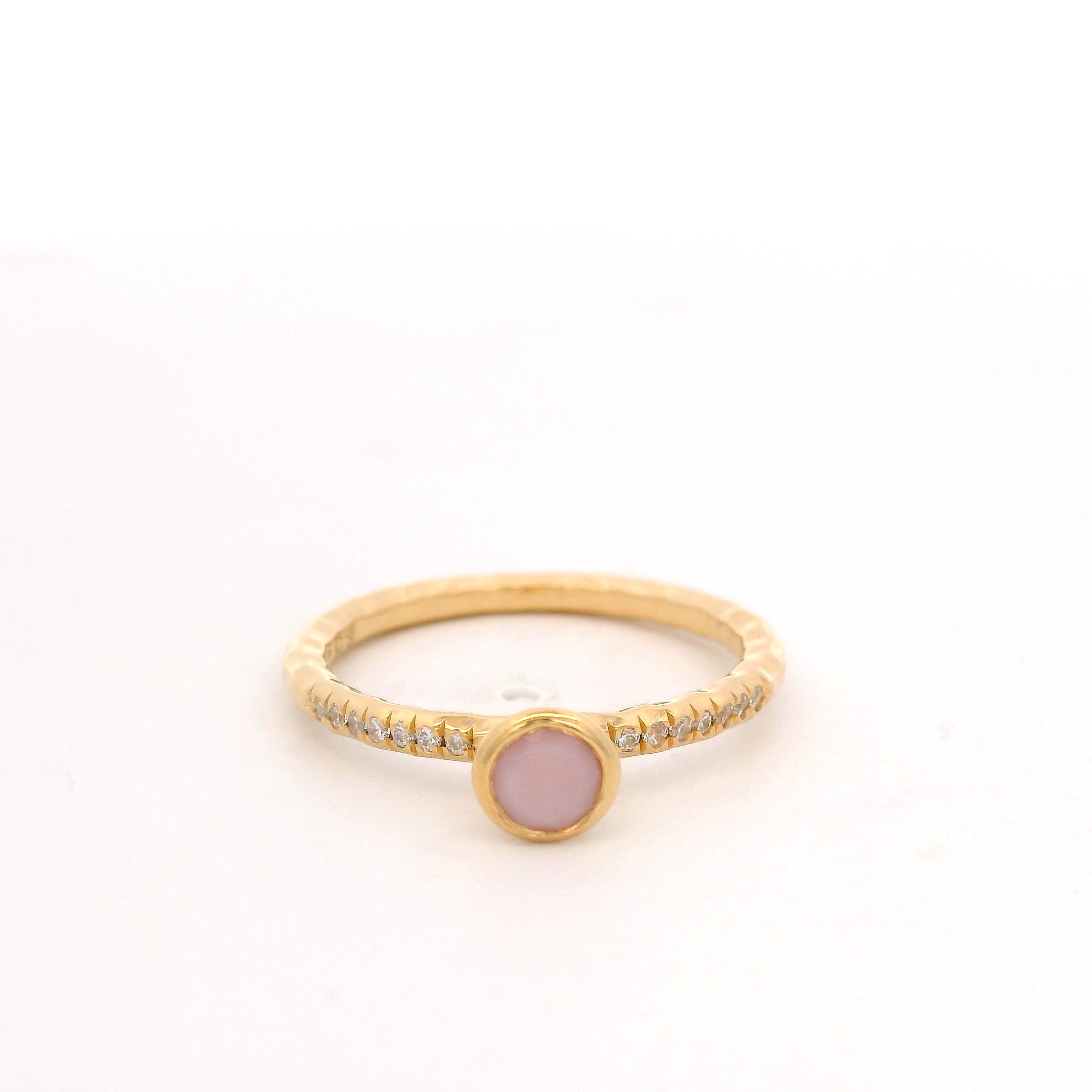 925YG BEZEL OPAL PINK SOLITARY RING T6.5