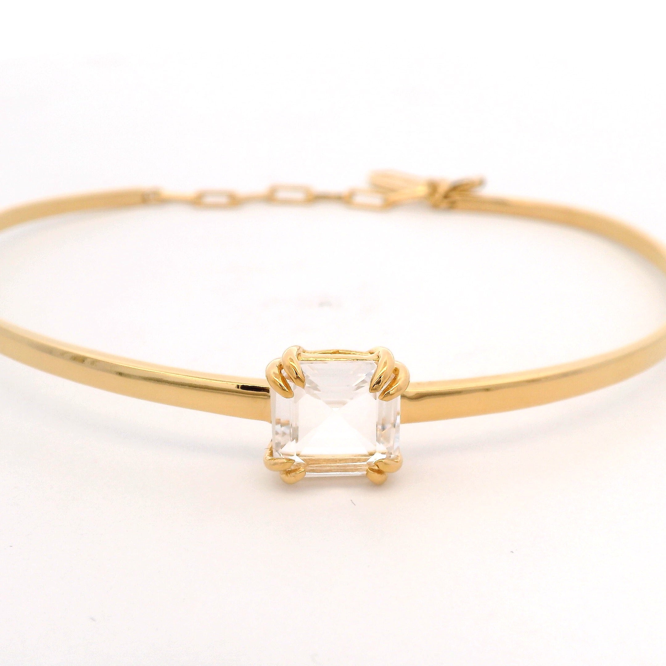 925YG SQUARE ROCK CRYSTAL BANGLE