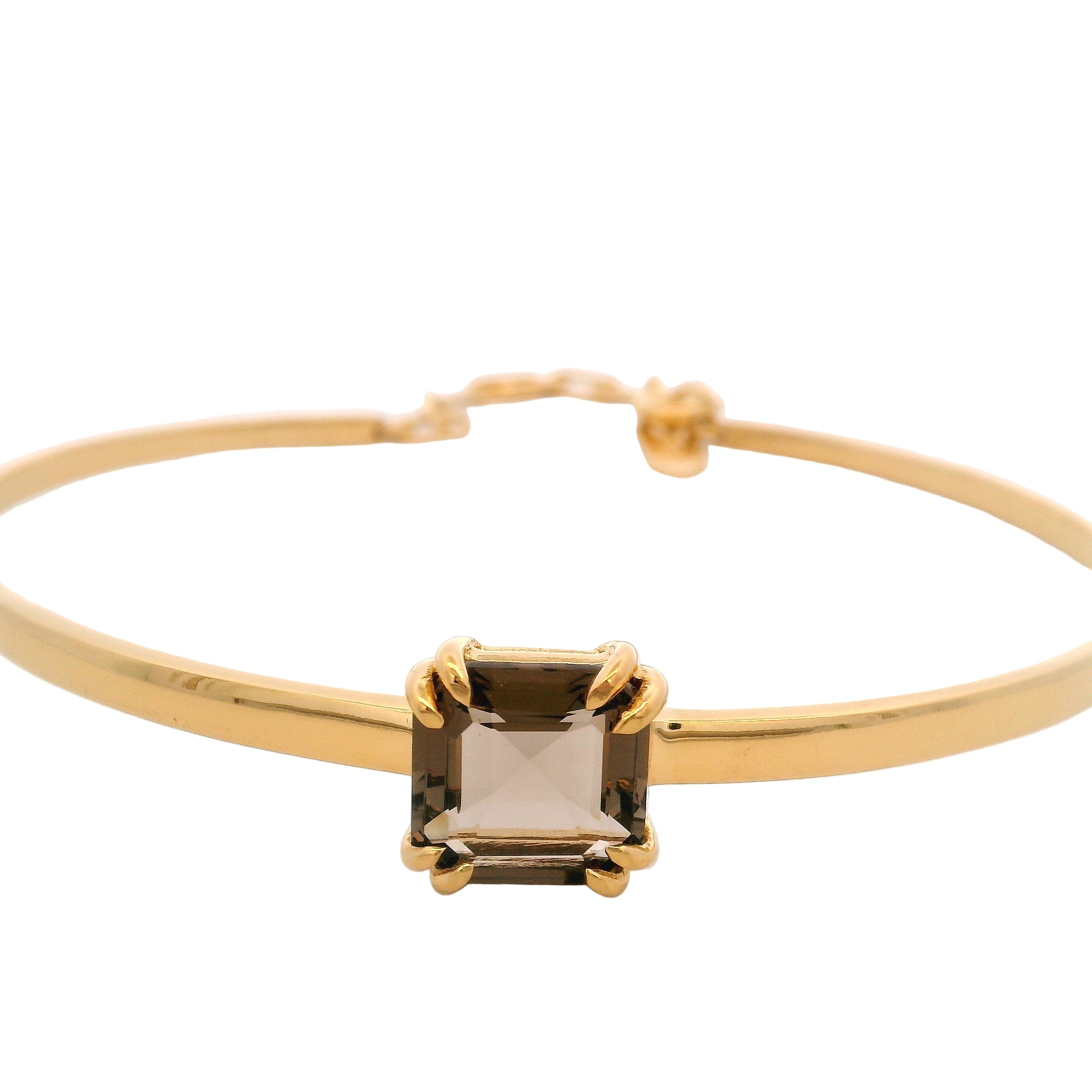 925YG SQUARE SMOKY QUARTZ BANGLE