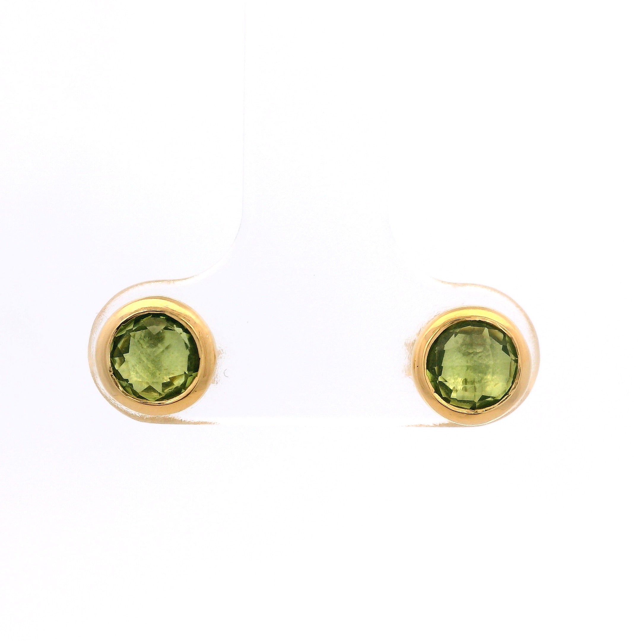 925YG BEZEL PERIDOT SOLITARY EARRINGS