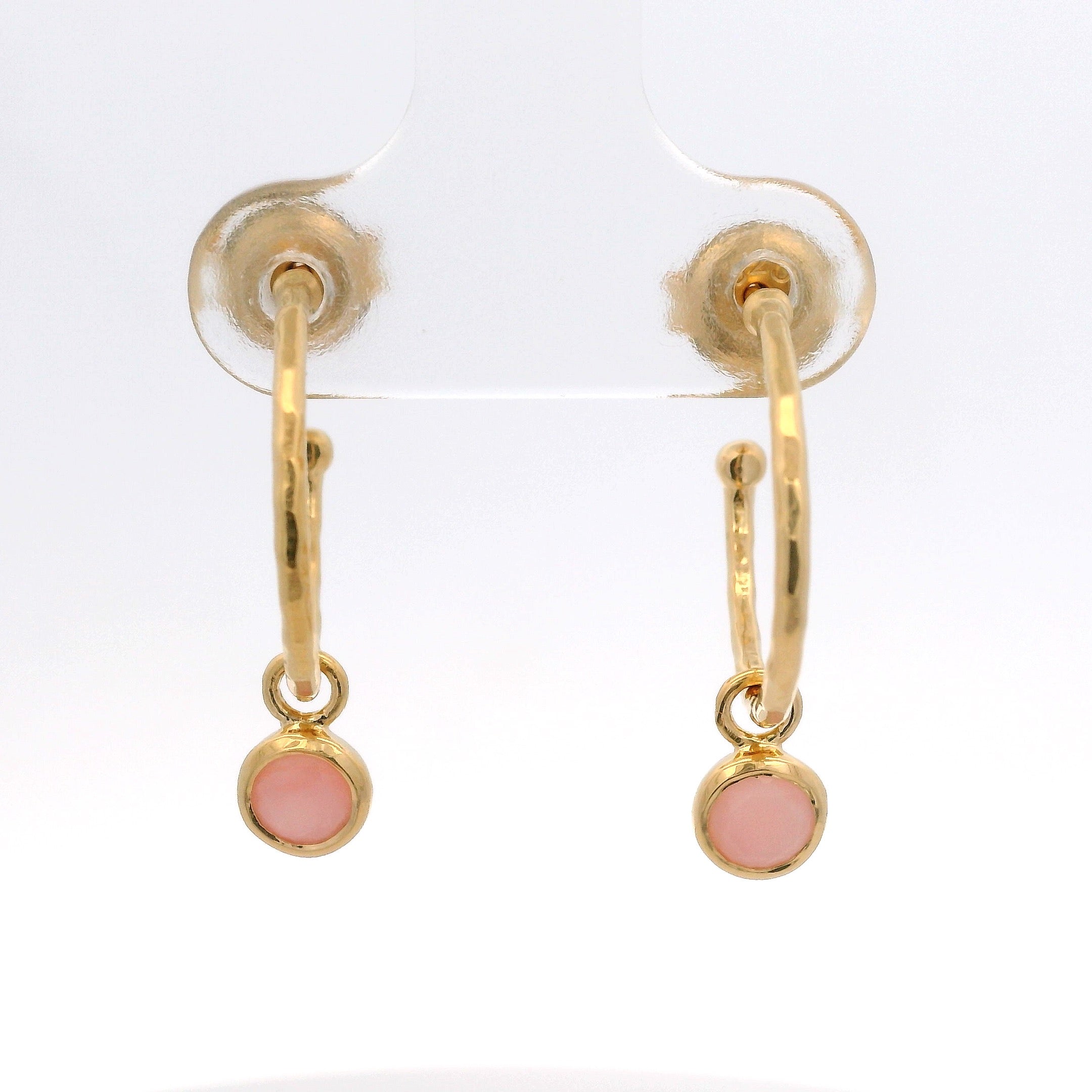 925YG BEZEL OPAL PINK SOLITARY HUGGIES