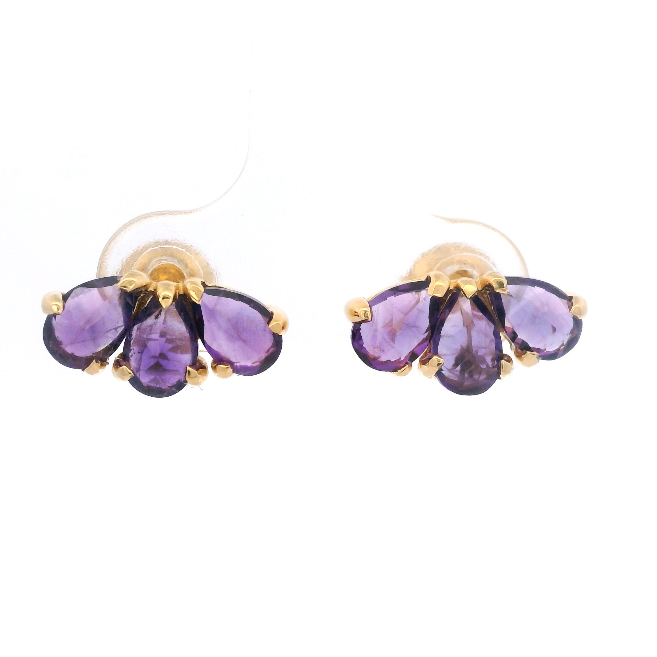 925YG THREE DROP AMEHTYST EARRINGS