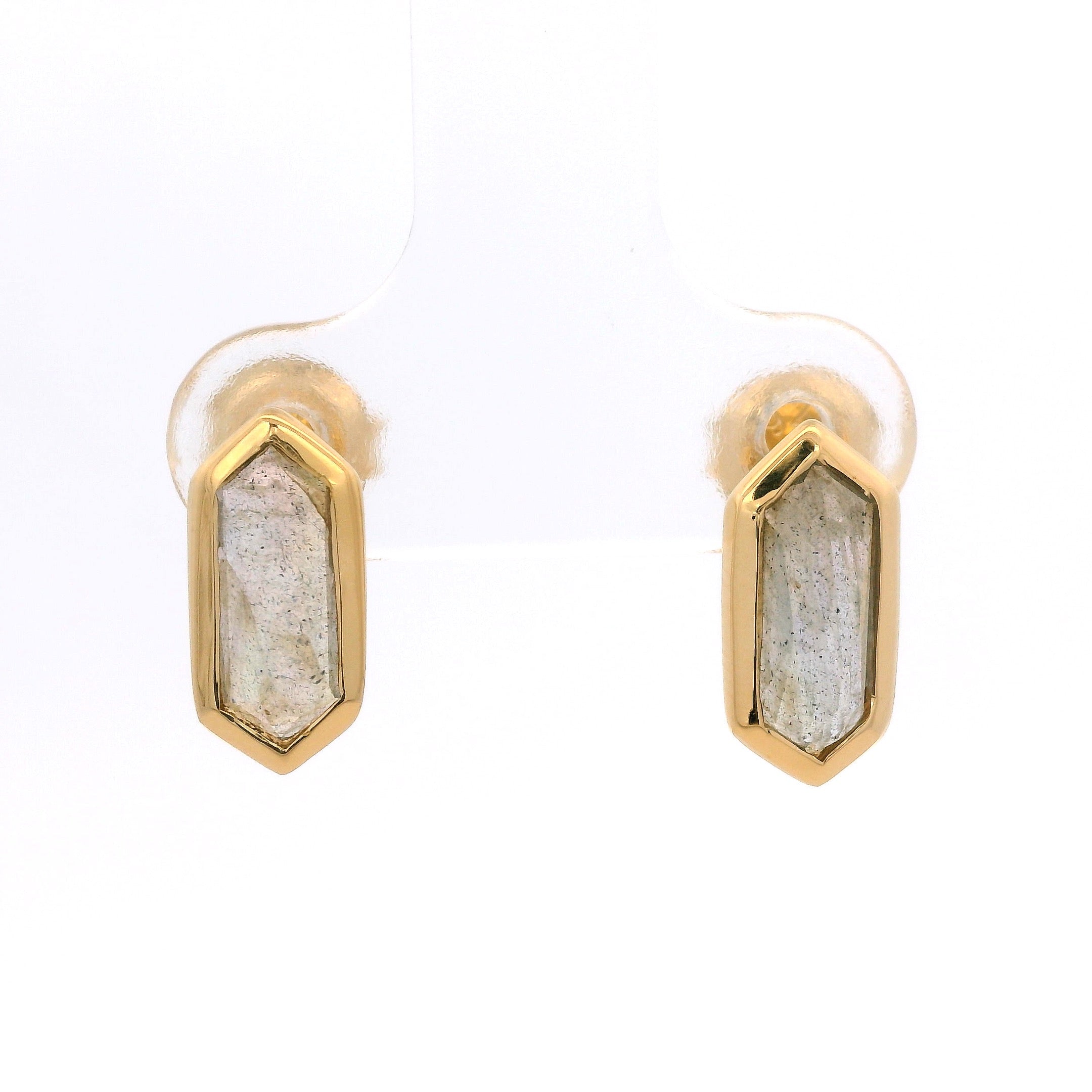 925YG HEXAGONAL LABRADORITE EARRINGS