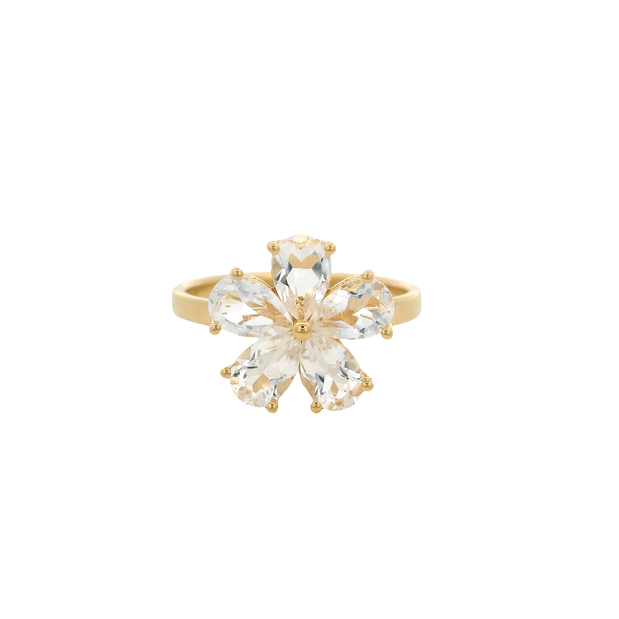 925YG FLOWER ROCK CRYSTAL RING T6.5