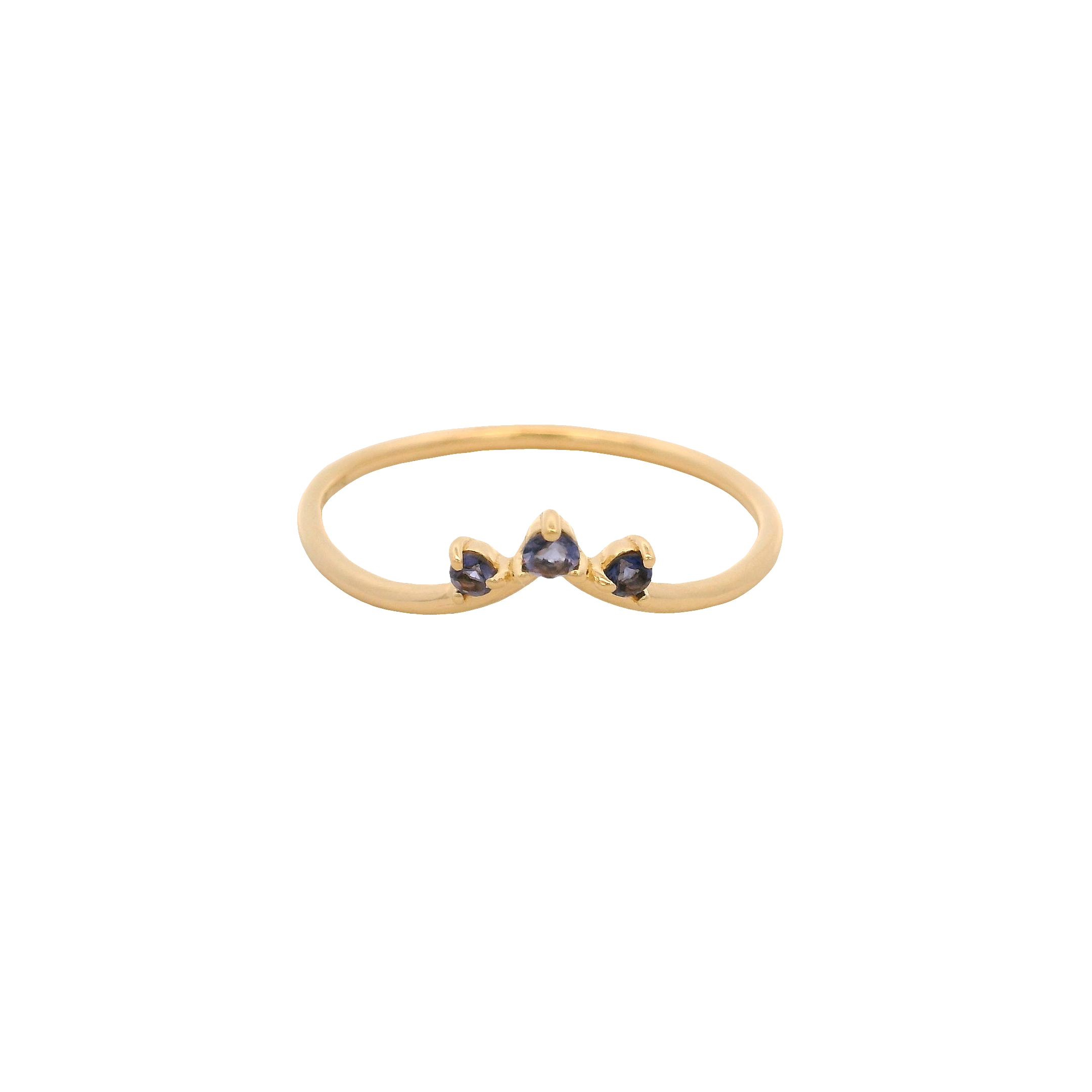 925YG WISH 3 STONE IOLITE RING T6.5
