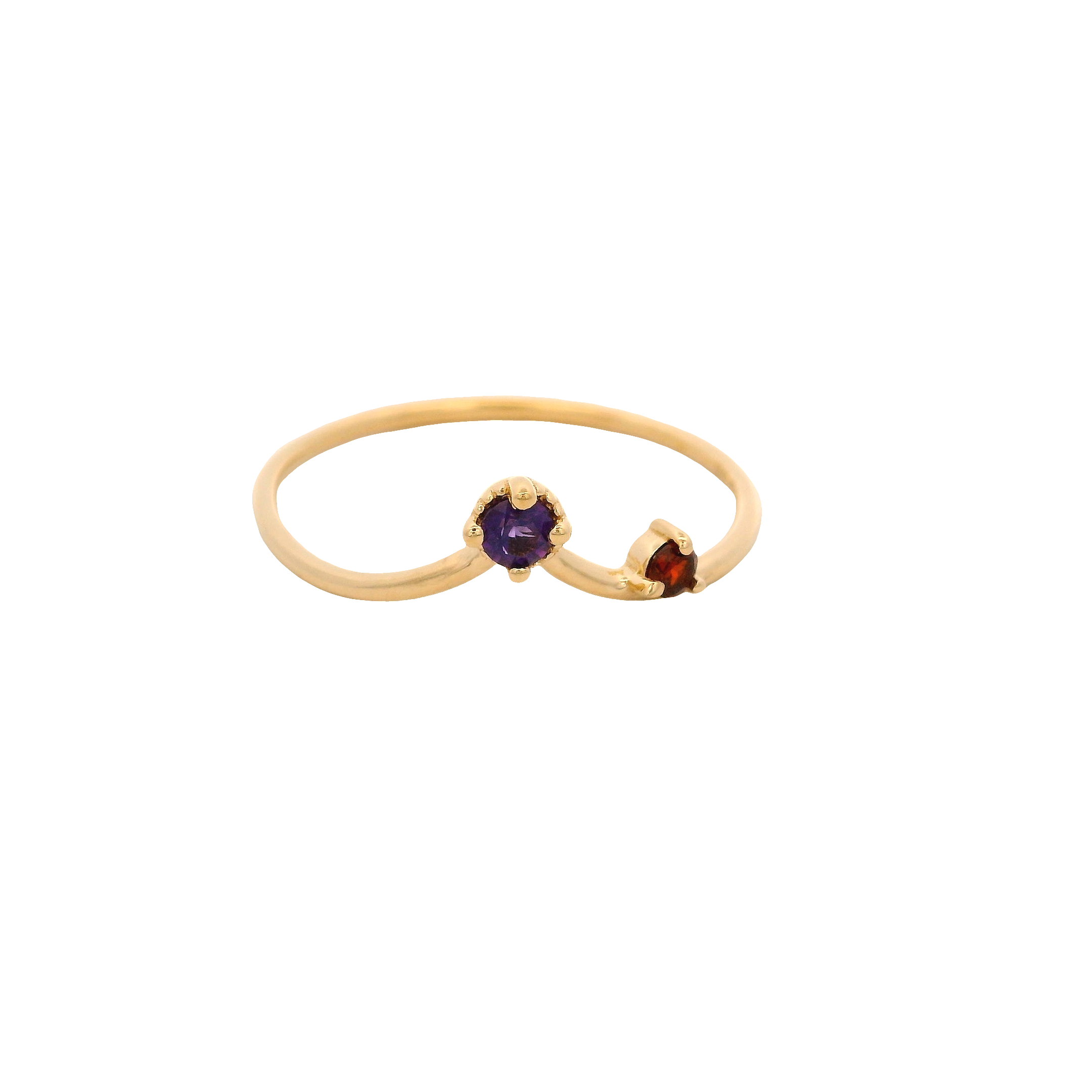 925YG WISH 2 STONE AMETHYST AND GARNET RING T6.5