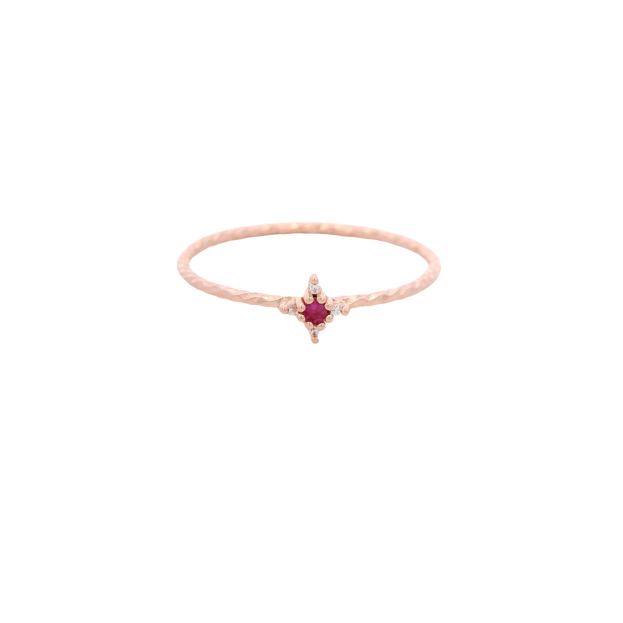 925RG MINI CLOVER CENTER RUBY CZ RING T6.5