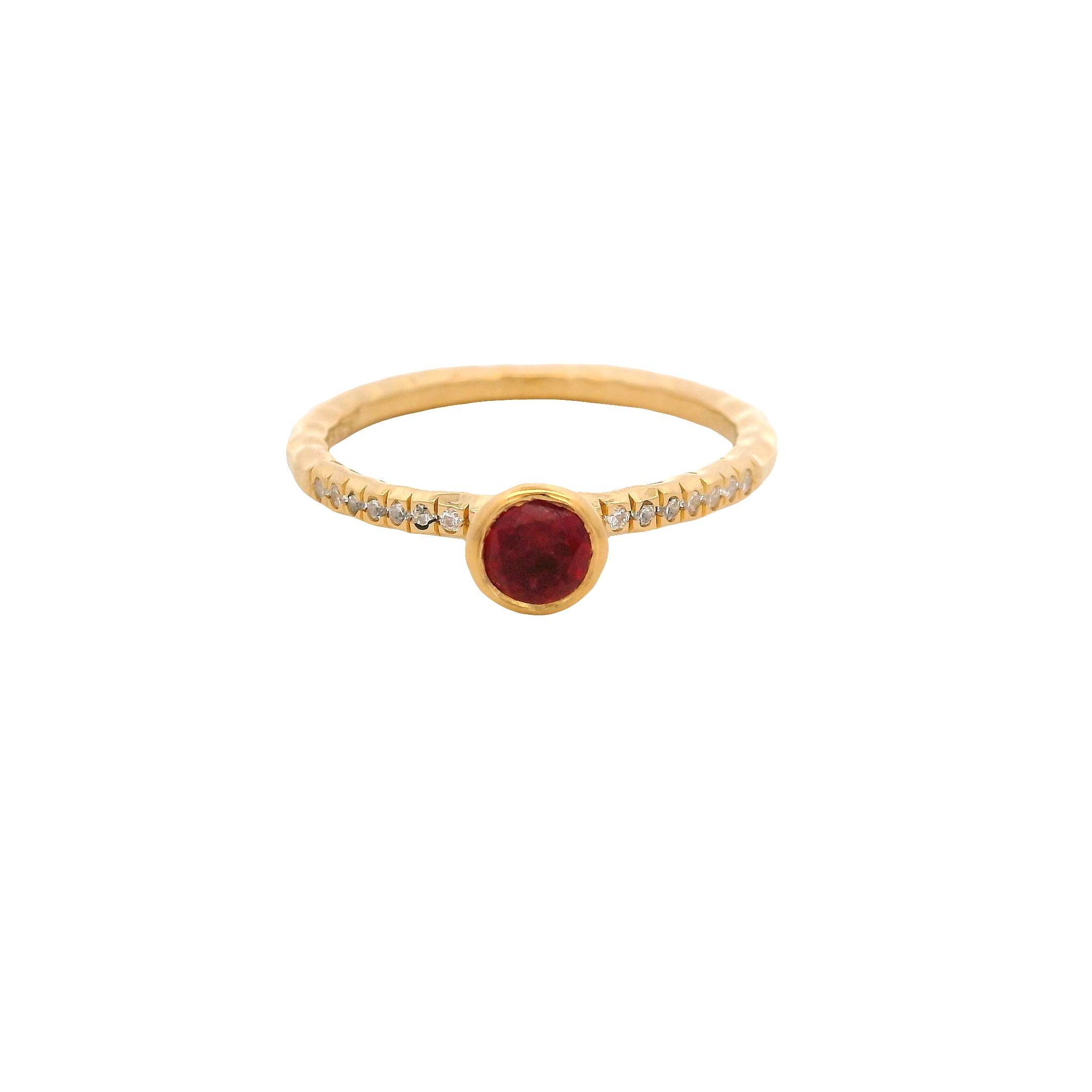 925YG MINI BEZEL RUBY GLASS FILLED CZ RING T6.5