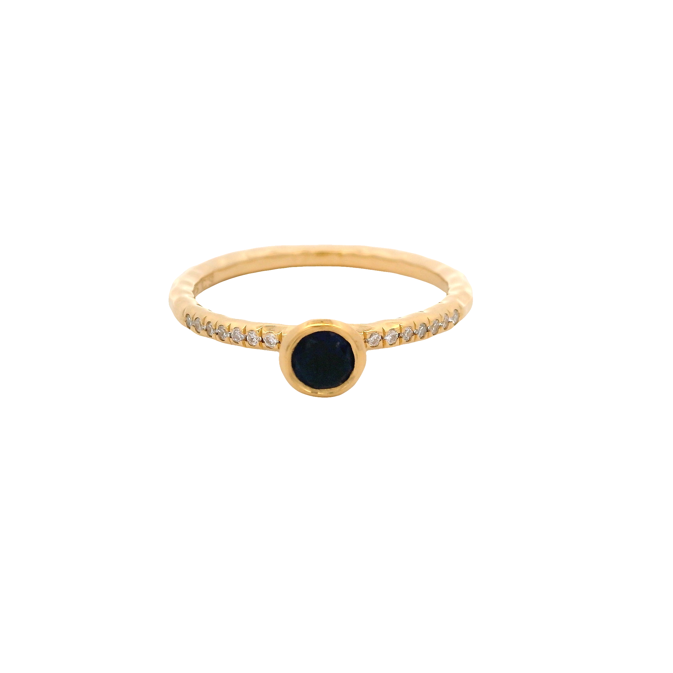 925YG MINI BEZEL SAPPHIRE GLASS FILLED CZ RING T6.5