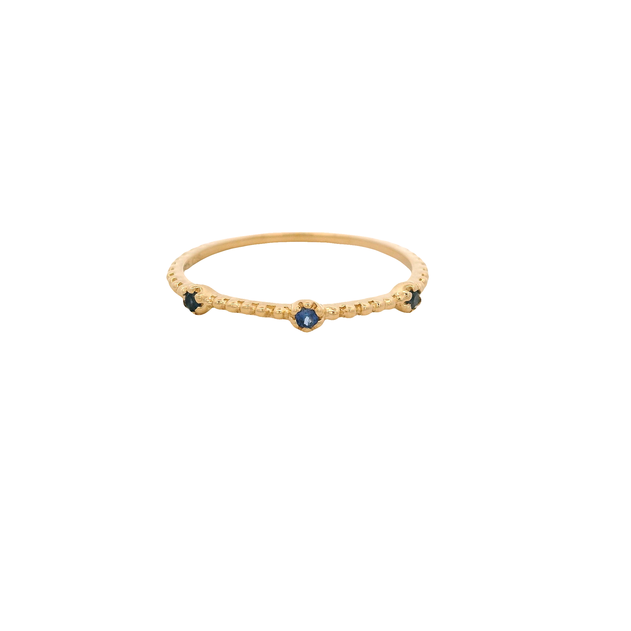 925YG 3 STONE BLUE SAPPHIRE RING T6.5