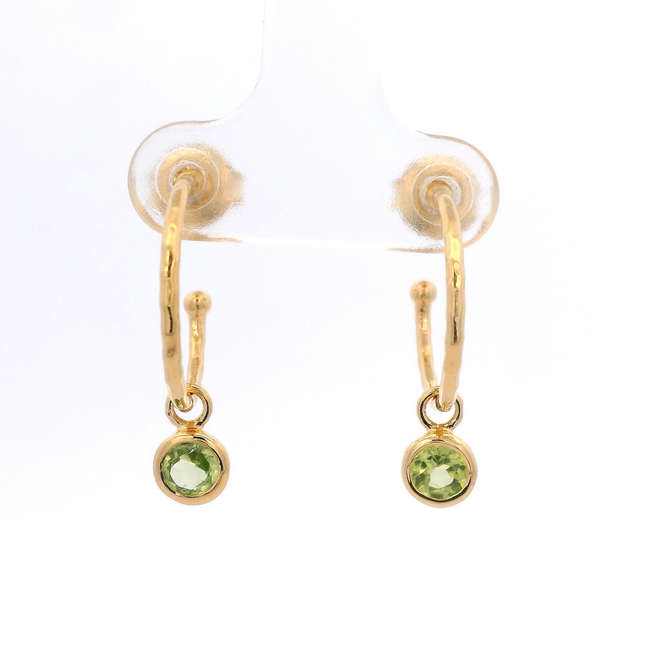 925YG BEZEL PERIDOT SOLITARY HUGGIES