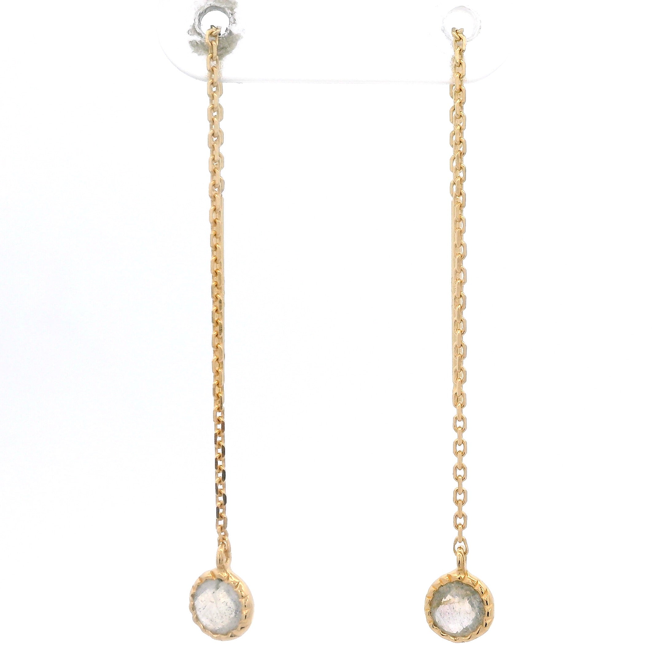 925YG BEZEL LABRADORITE SOLITARY EARRINGS