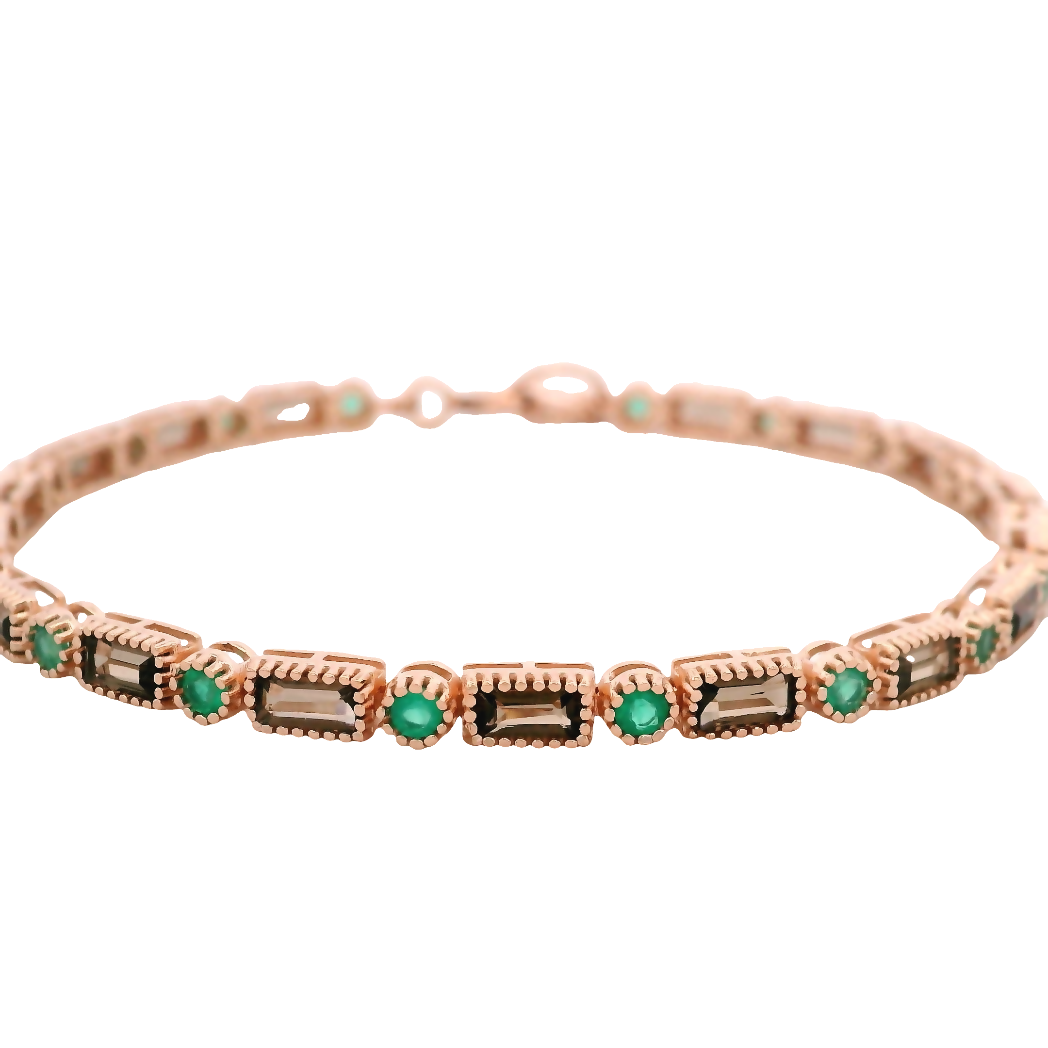 925RG TENNIS BAGUETTE SMOKY QUARTZ BEZEL ONYX BRACELET