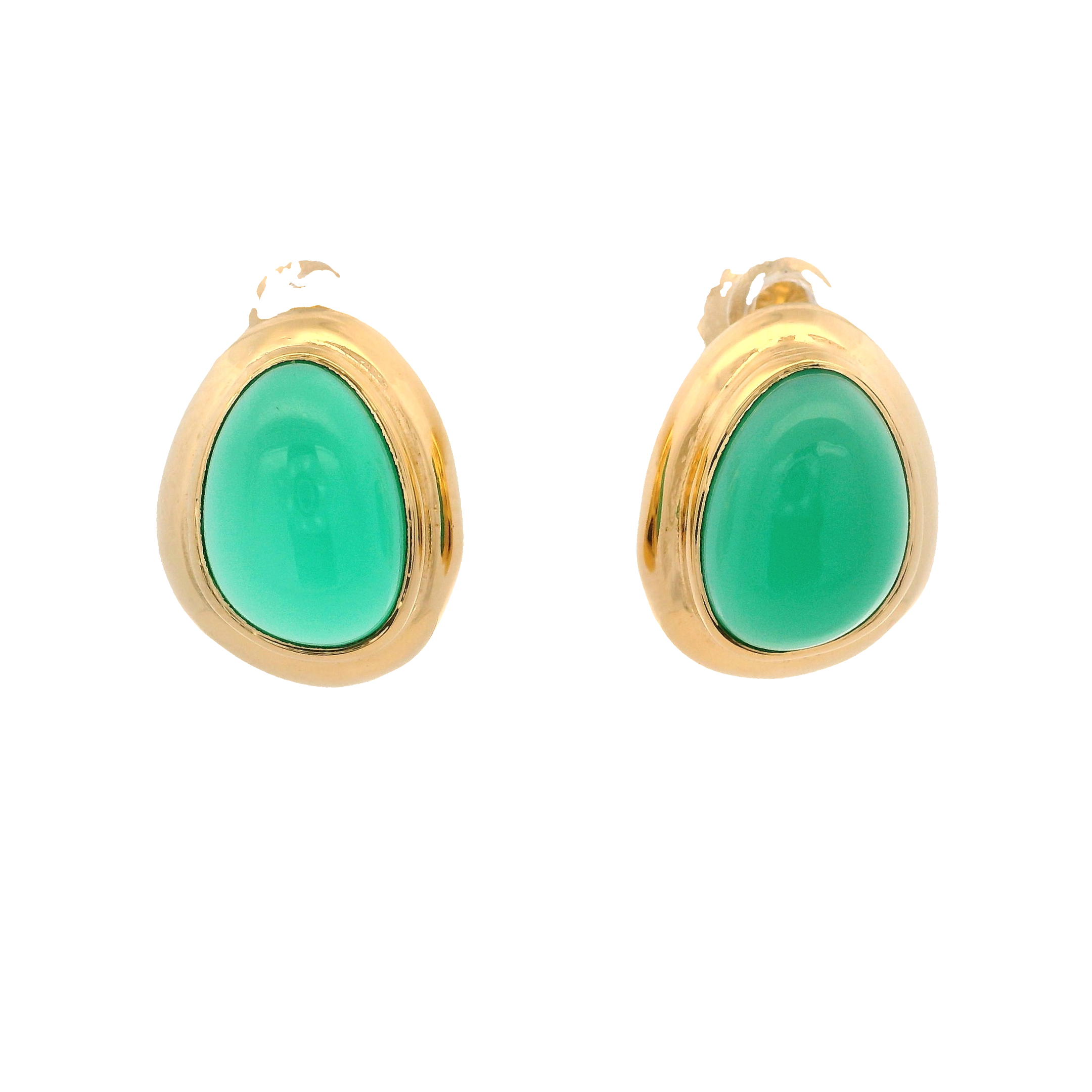 925YG CHUNKY DROP ONYX GREEN EARRINGS