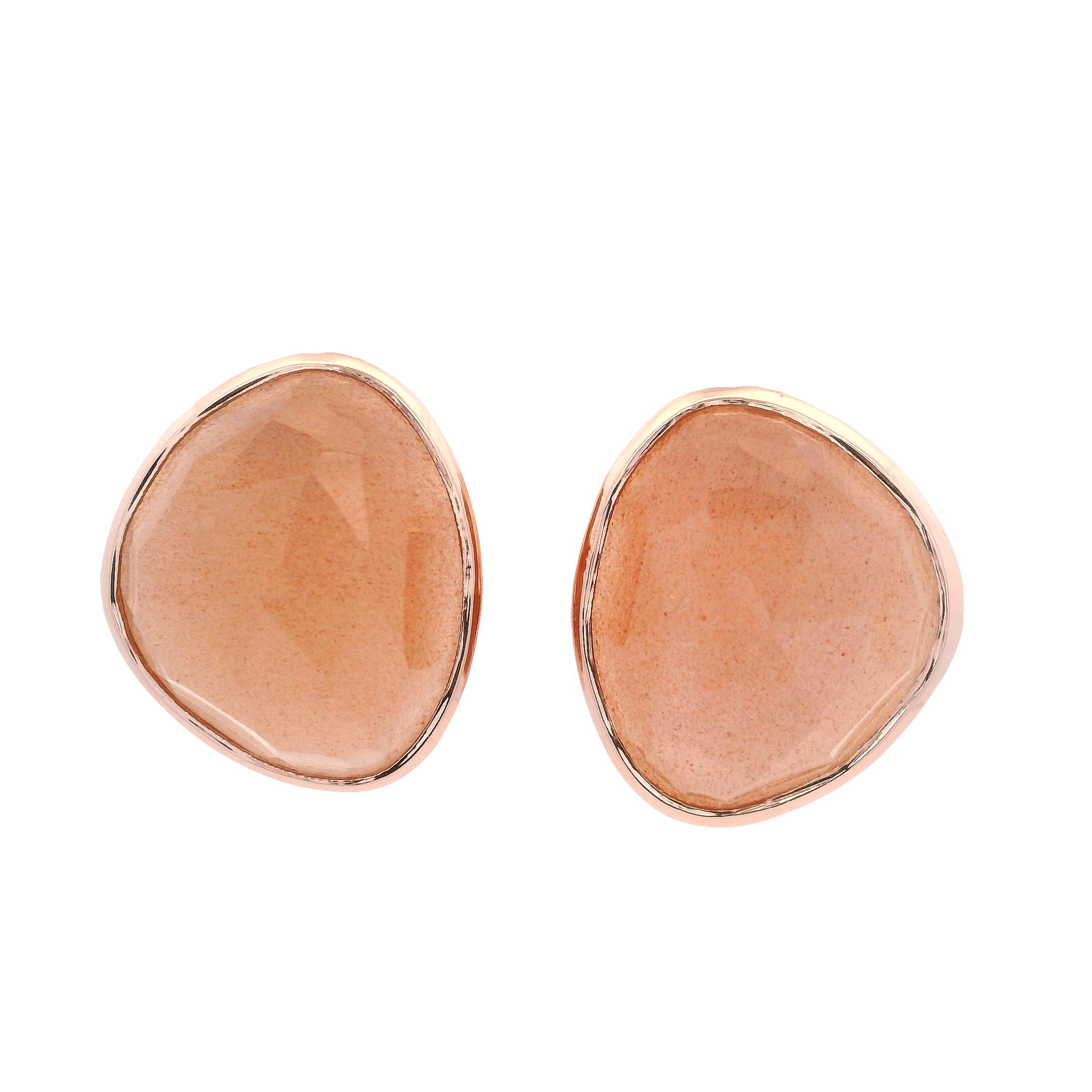 925RG OVAL IRREGULAR MOOSTONE PEACH EARRINGS