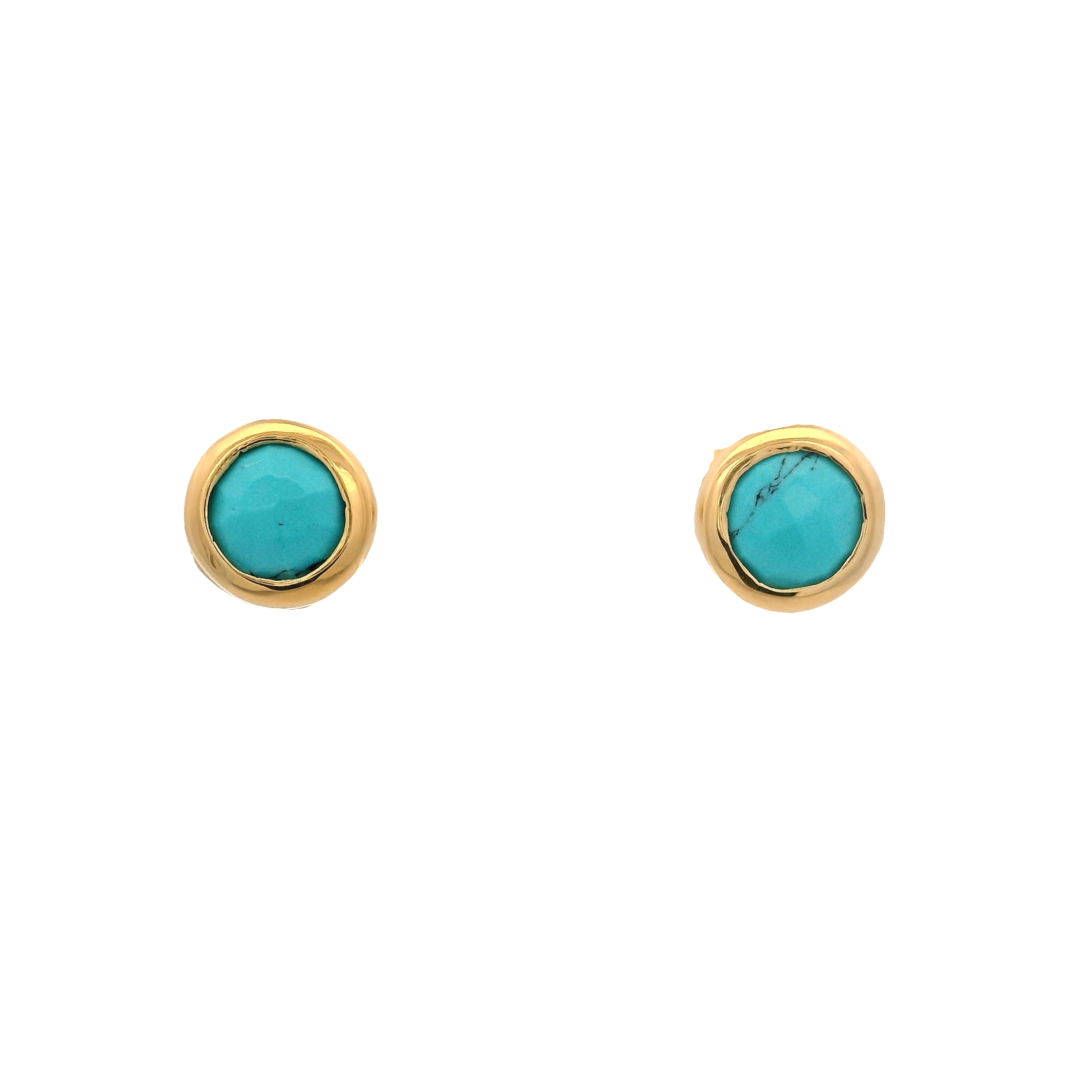 925YG BEZEL TURQUOISE SYN SOLITARY EARRINGS
