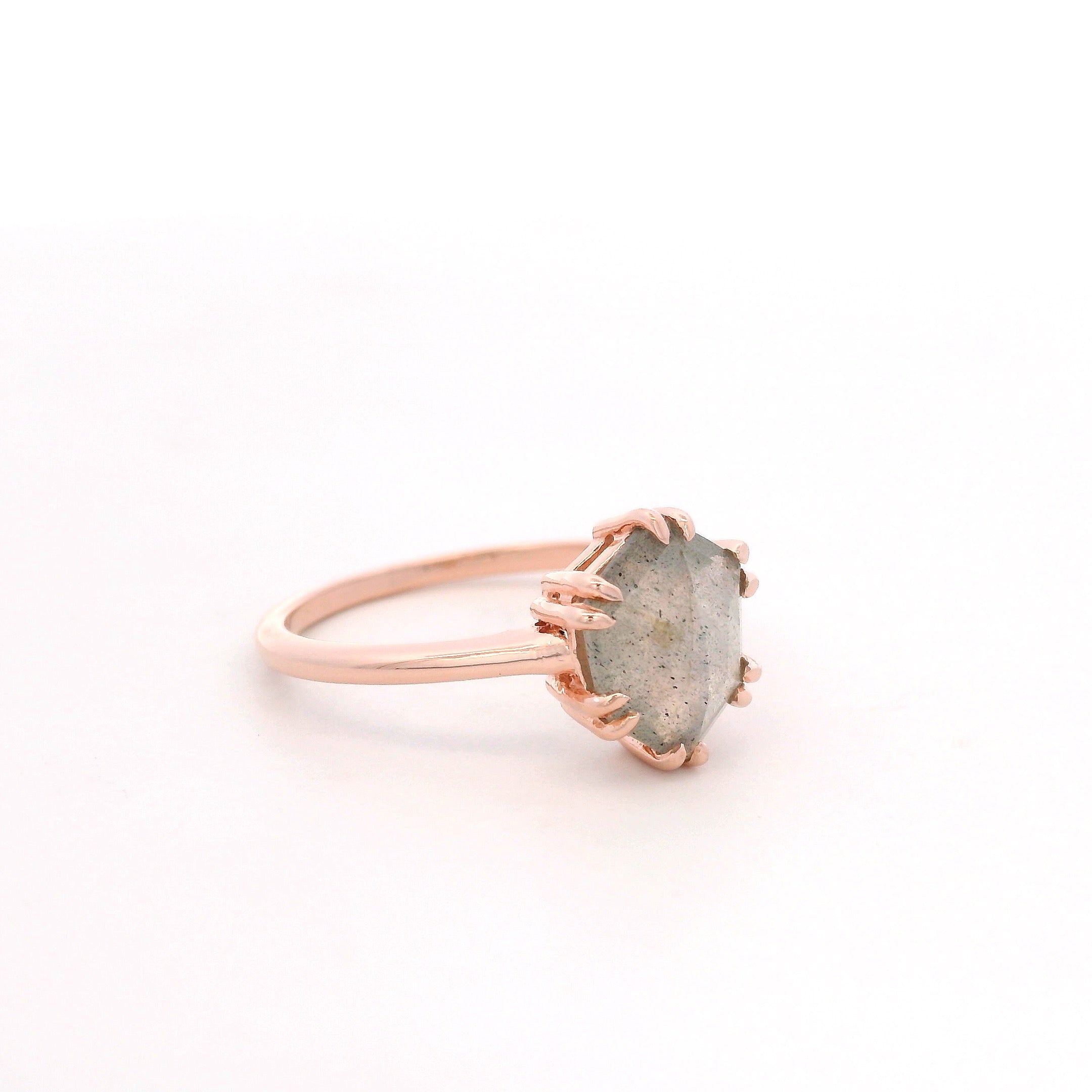 925RG HEXAGONAL LABRADORITE RING T6.5