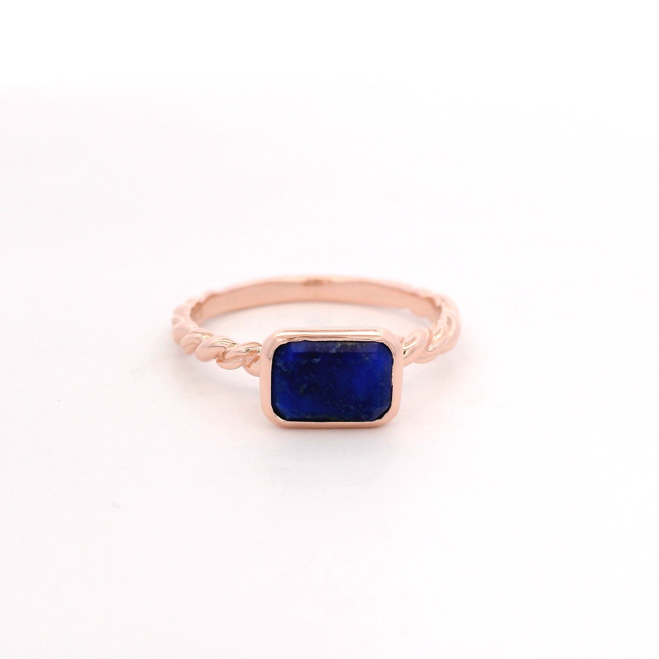 925RG BAGUETTE LAPIS LAZULI GILT RING T6.5