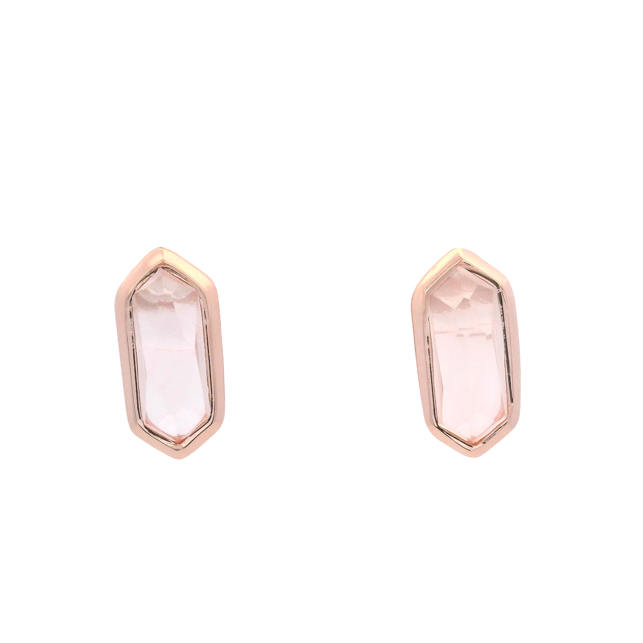 925RG HEXAGONAL ROSE QUARTZ EARRINGS