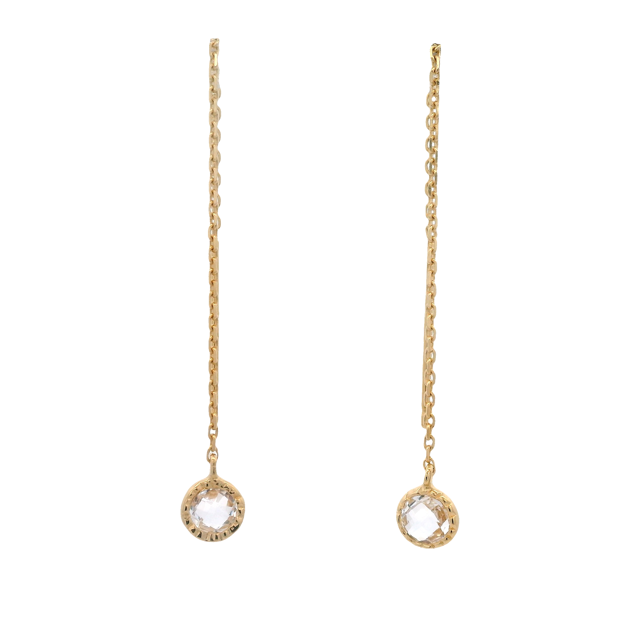 925YG BEZEL ROCK CRYSTAL SOLITARY EARRINGS