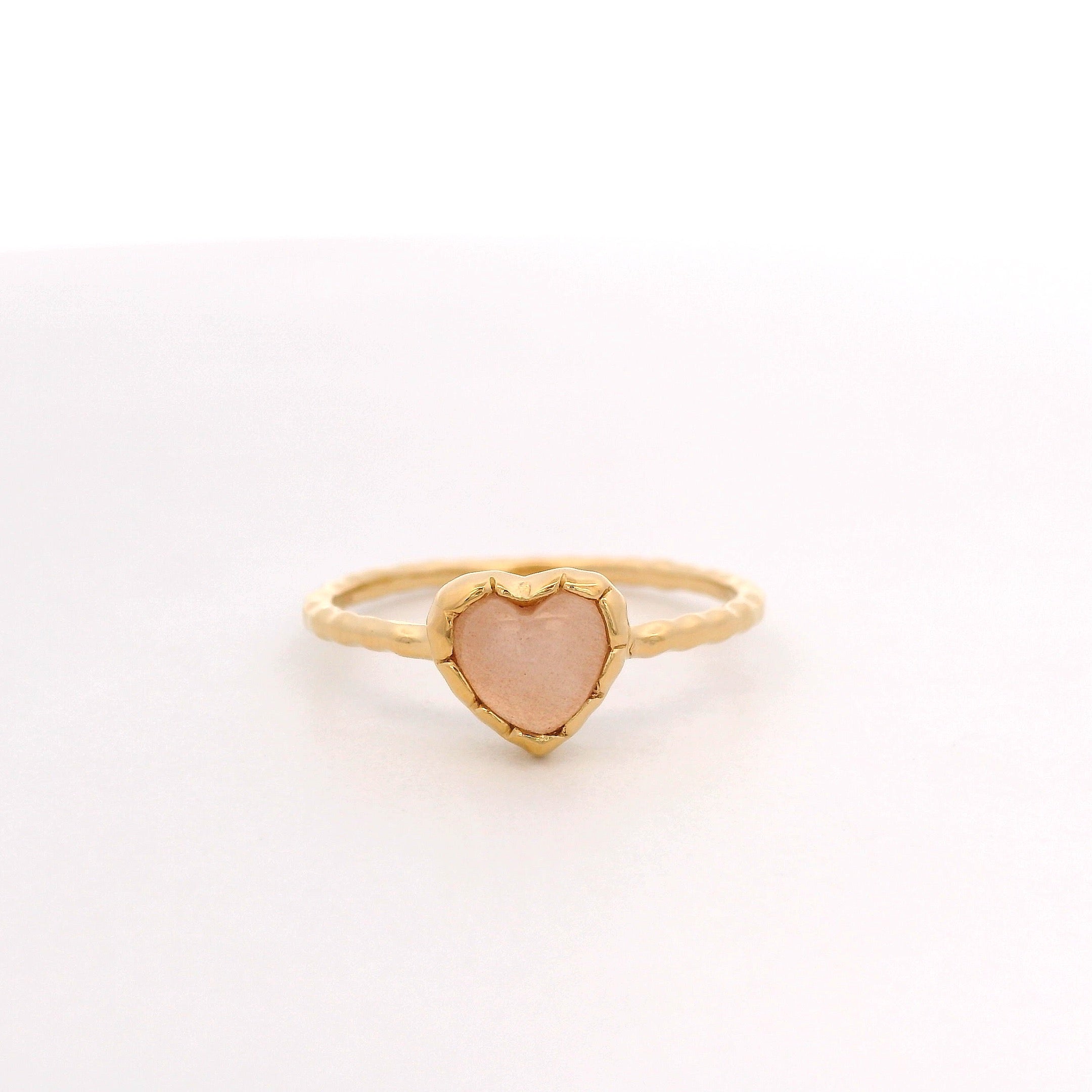 925YG HEART MOOSTONE PEACH RING T6.5