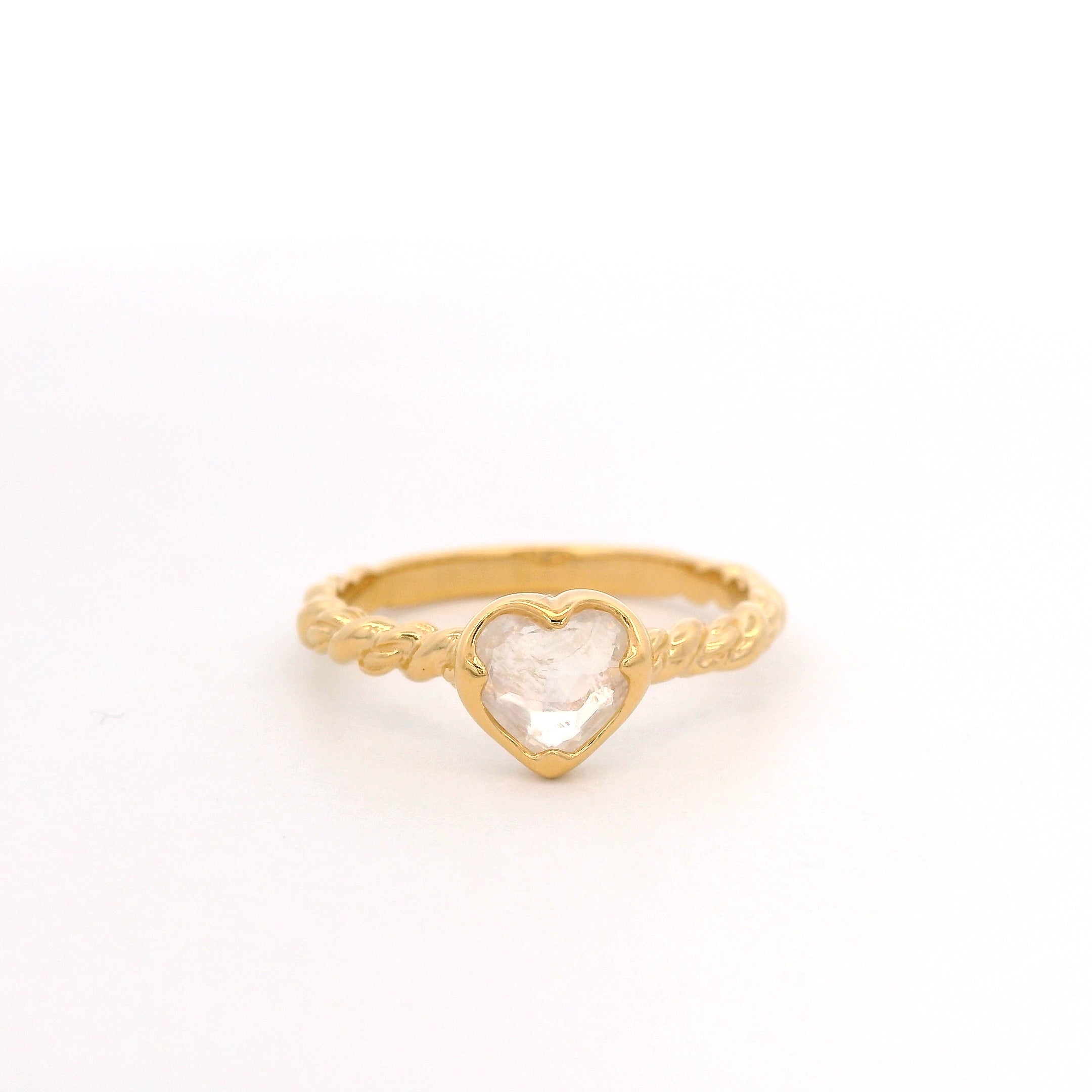 925YG HEART BEZEL MOOSTONE GILT RING T6.5