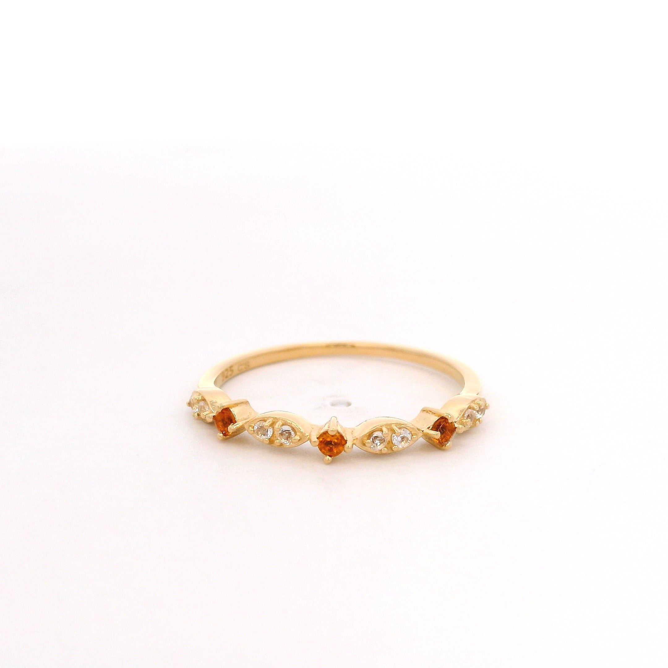 925YG CITRINE AND OVAL TOPAZ WHITE RING T6.5