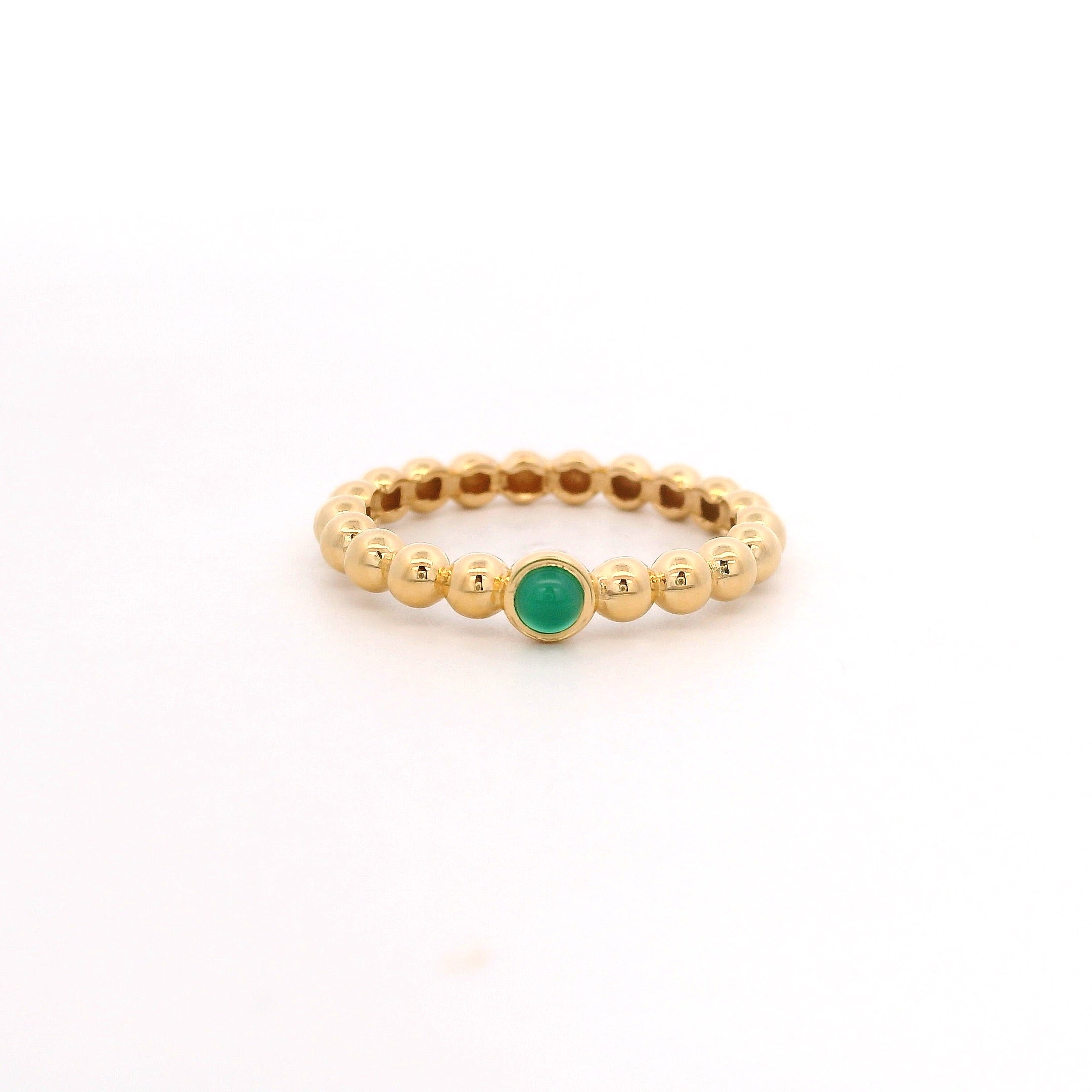 925YG BEANDS CENTER ONYX GREEN RING T6.5