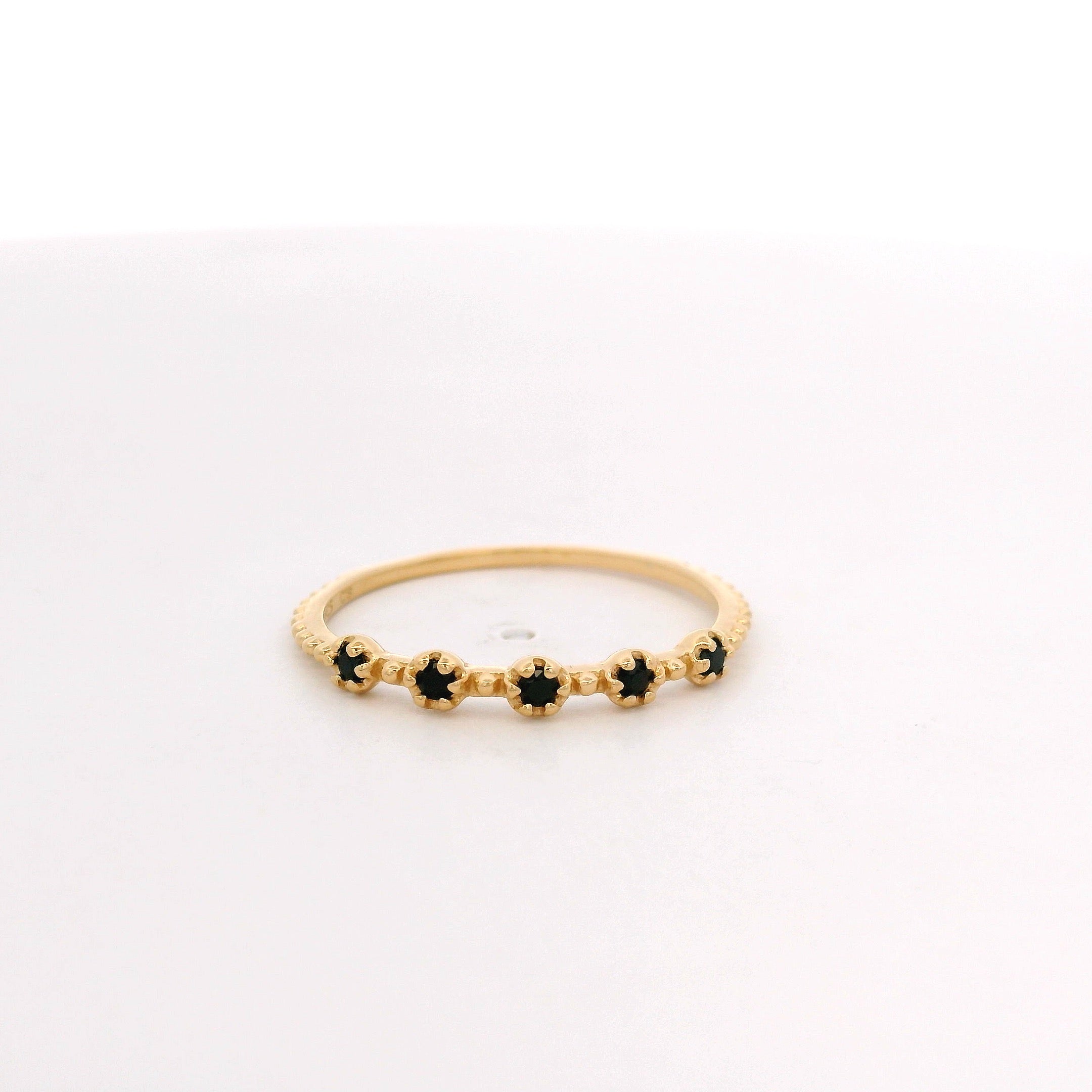 925YG FIVE STONE SPINEL BLACK RING T6.5
