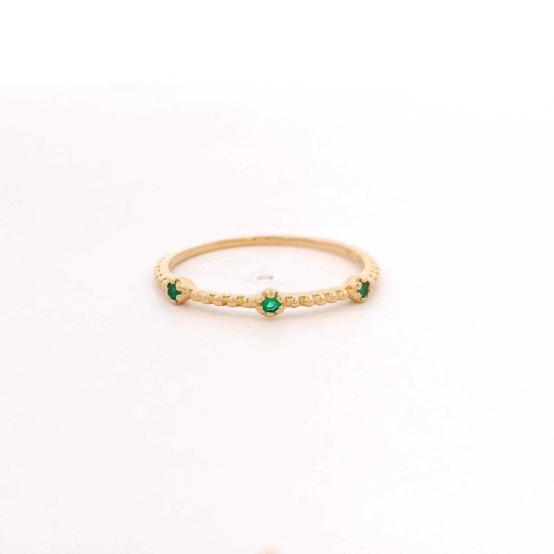 925YG 3 STONE ONYX GREEN RING T6.5