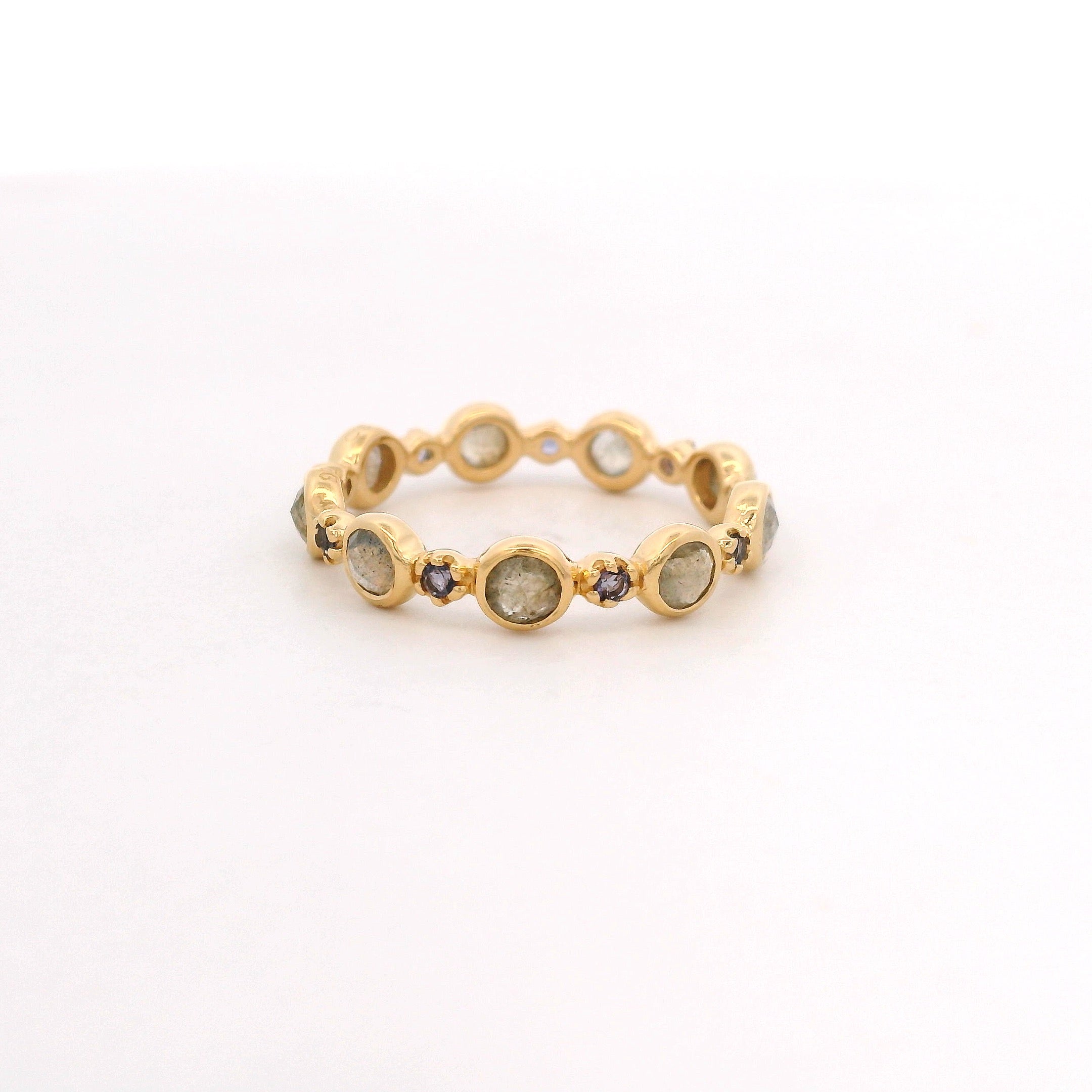 925YG STATION BEZEL LABRADORITE AND IOLITE RING T6.5