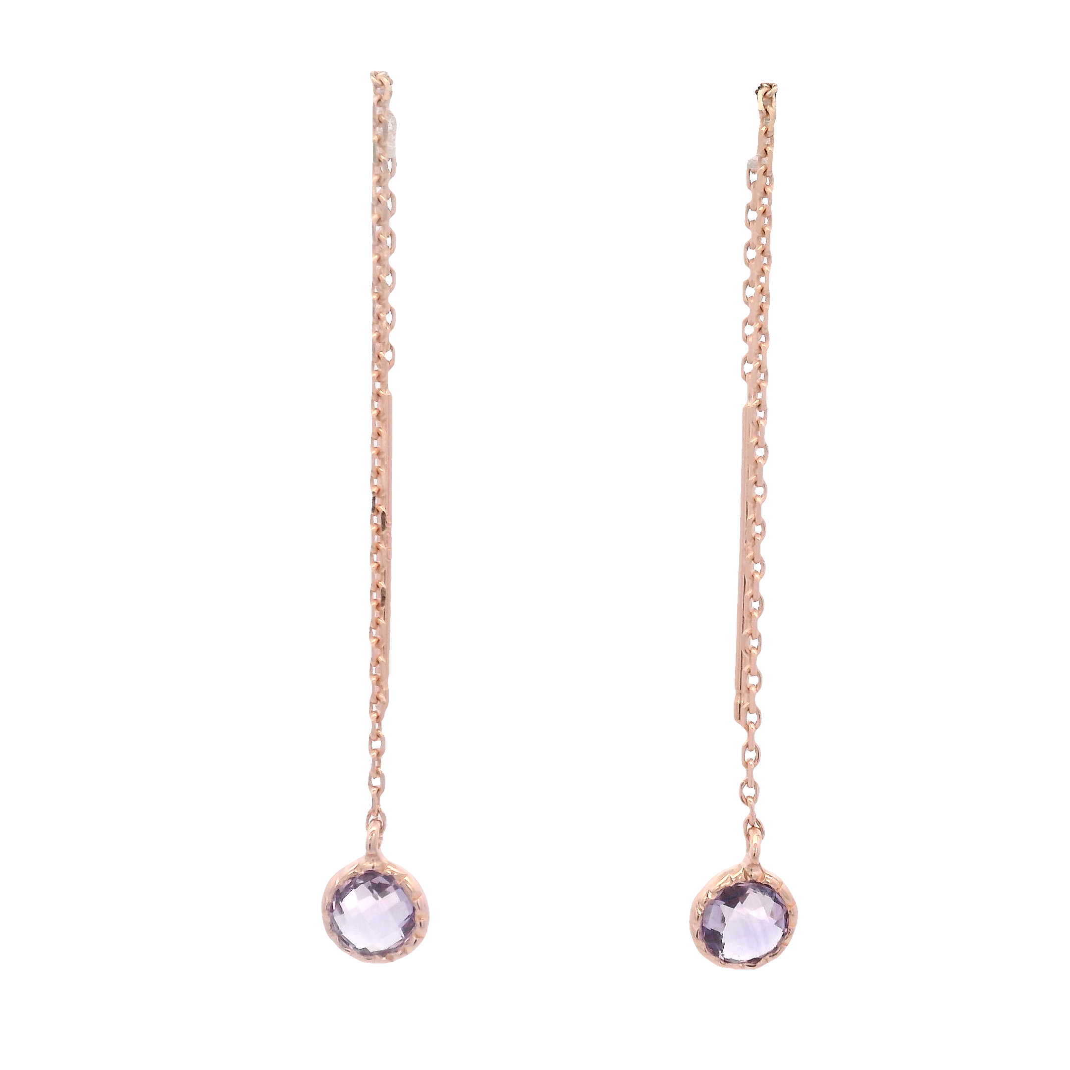 925RG BEZEL AMETHYST SOLITARY EARRINGS
