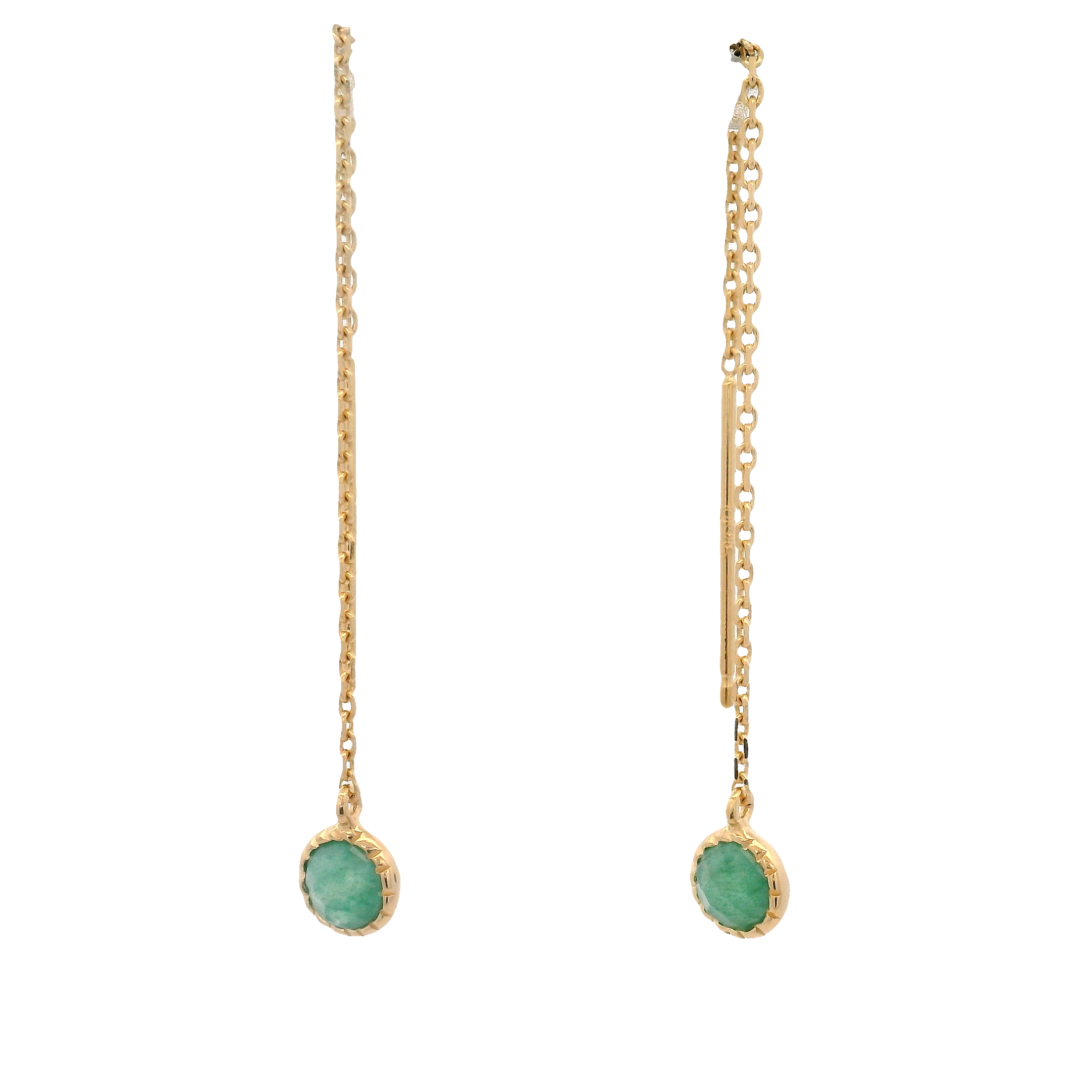 925YG BEZEL AVENTURINE SOLITARY EARRINGS