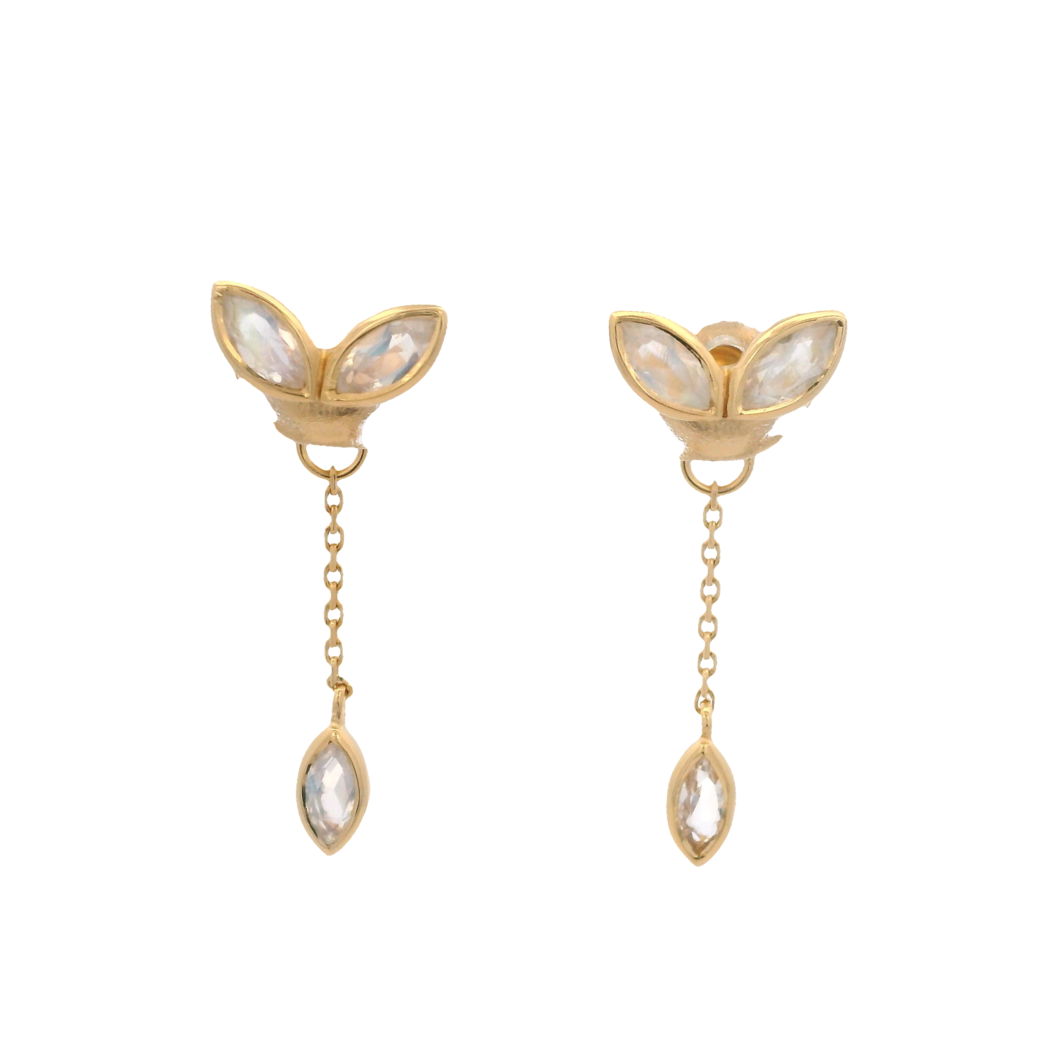 925YG MARQUESITE MOOSTONE CHAIN EARRINGS