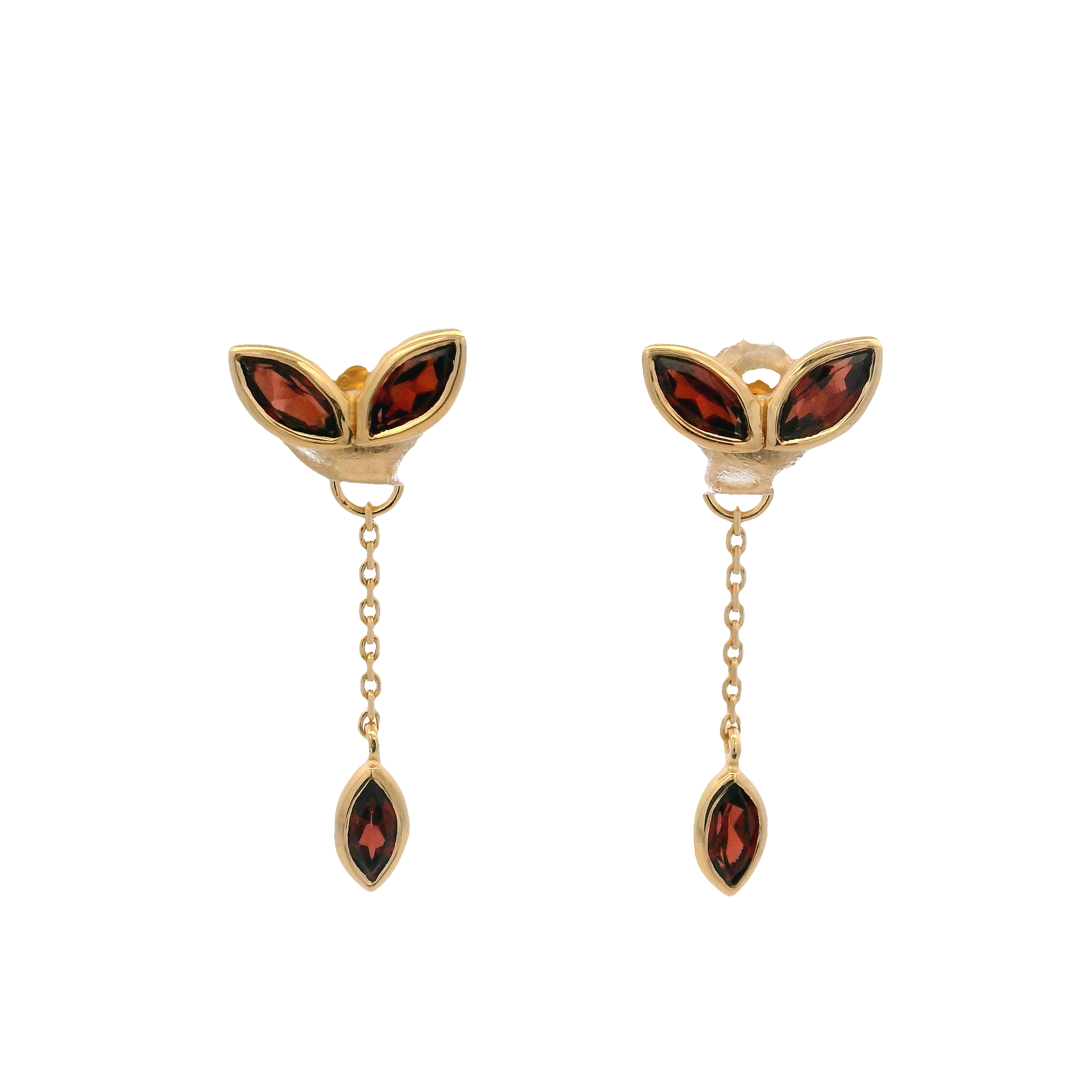 925YG MARQUESITE GARNET CHAIN EARRINGS