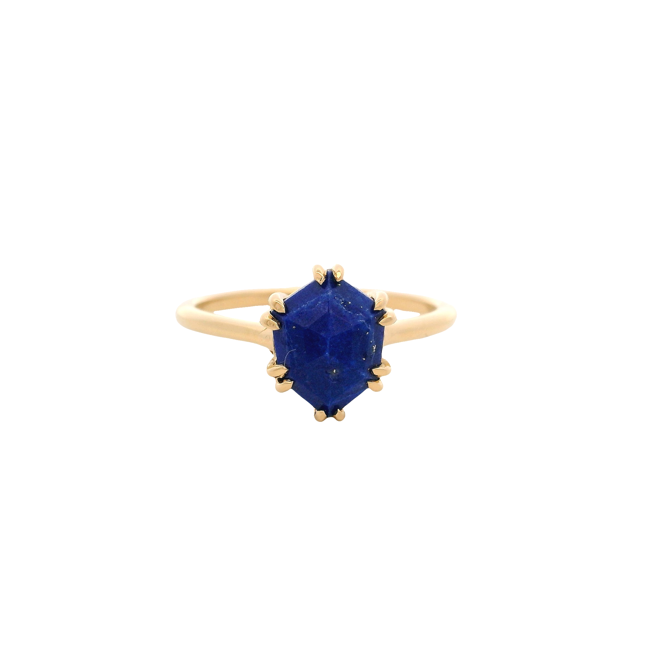925YG HEXAGONAL LAPIS LAZULI RING T6.5