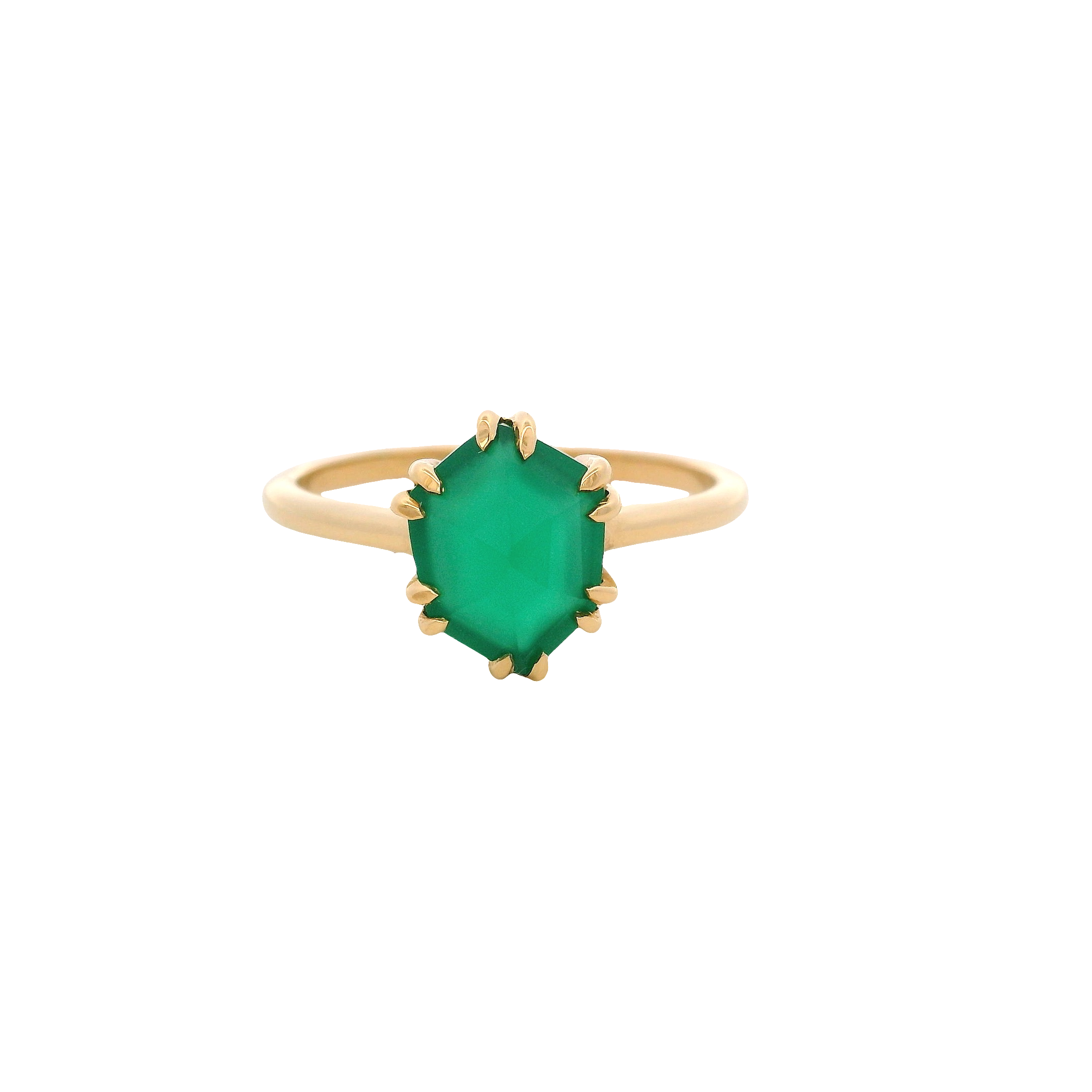 925YG HEXAGONAL ONYX GREEN RING T6.5