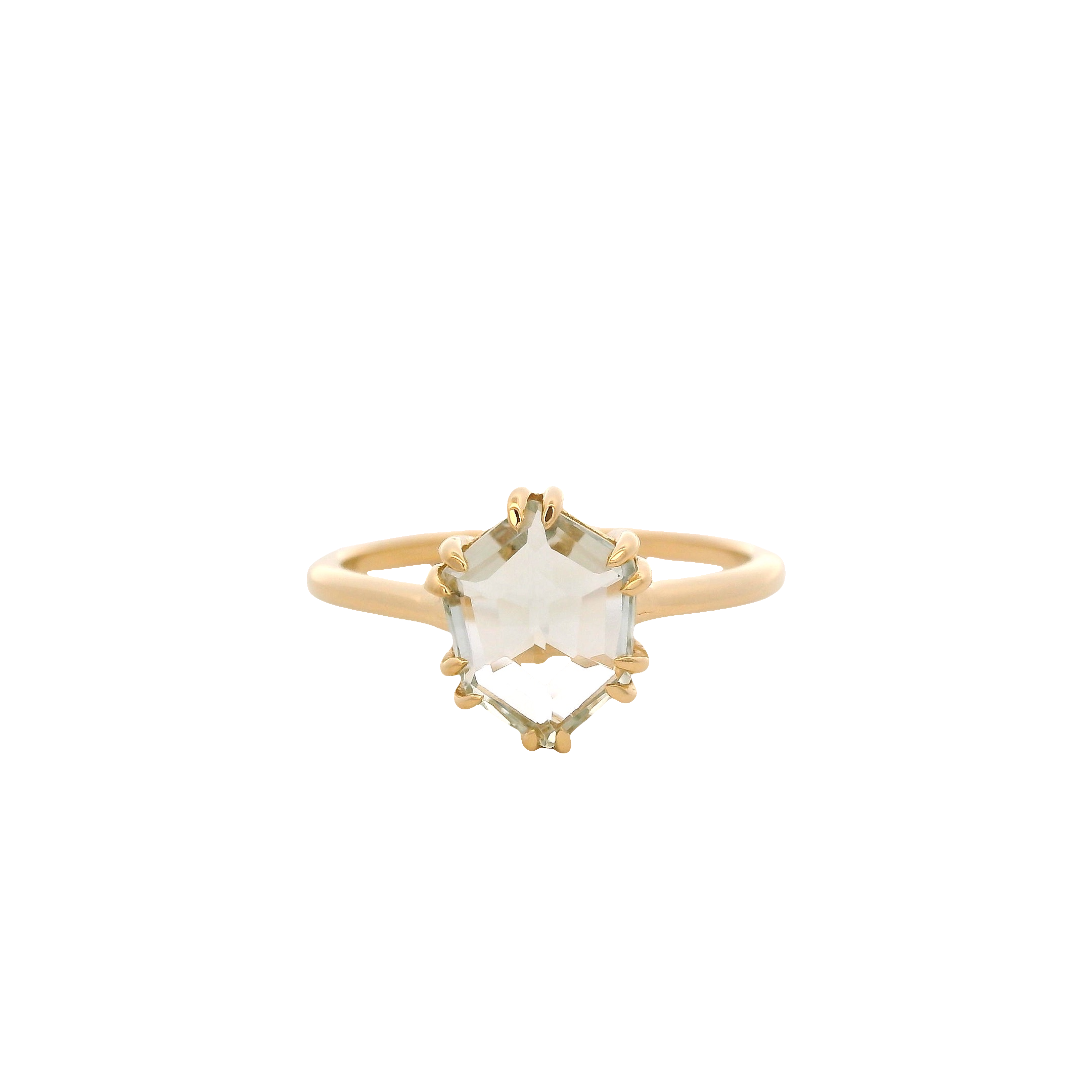 925YG HEXAGONAL AMETHYST GREEN RING T6.5