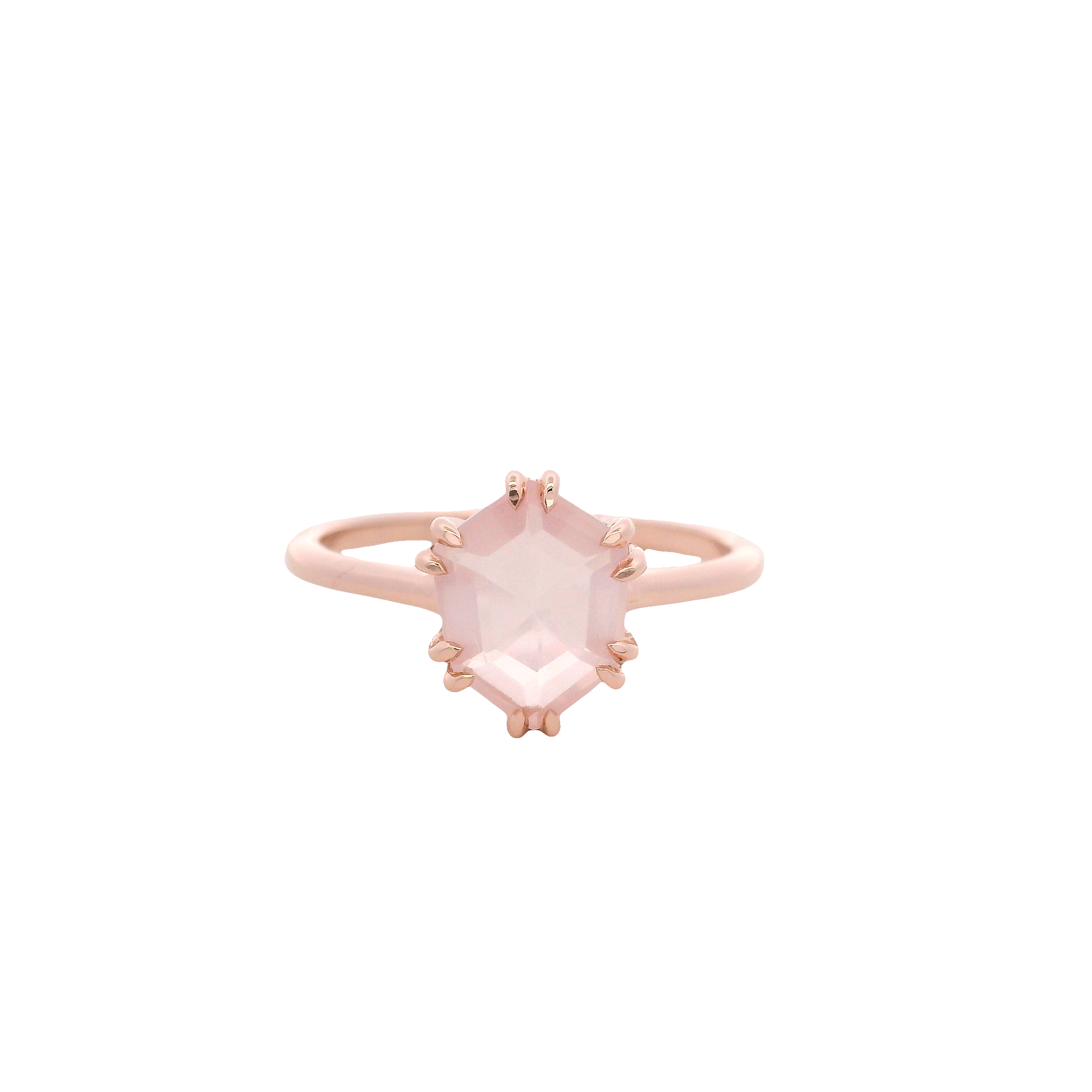 925RG HEXAGONAL ROSE QUARTZ RING T6.5