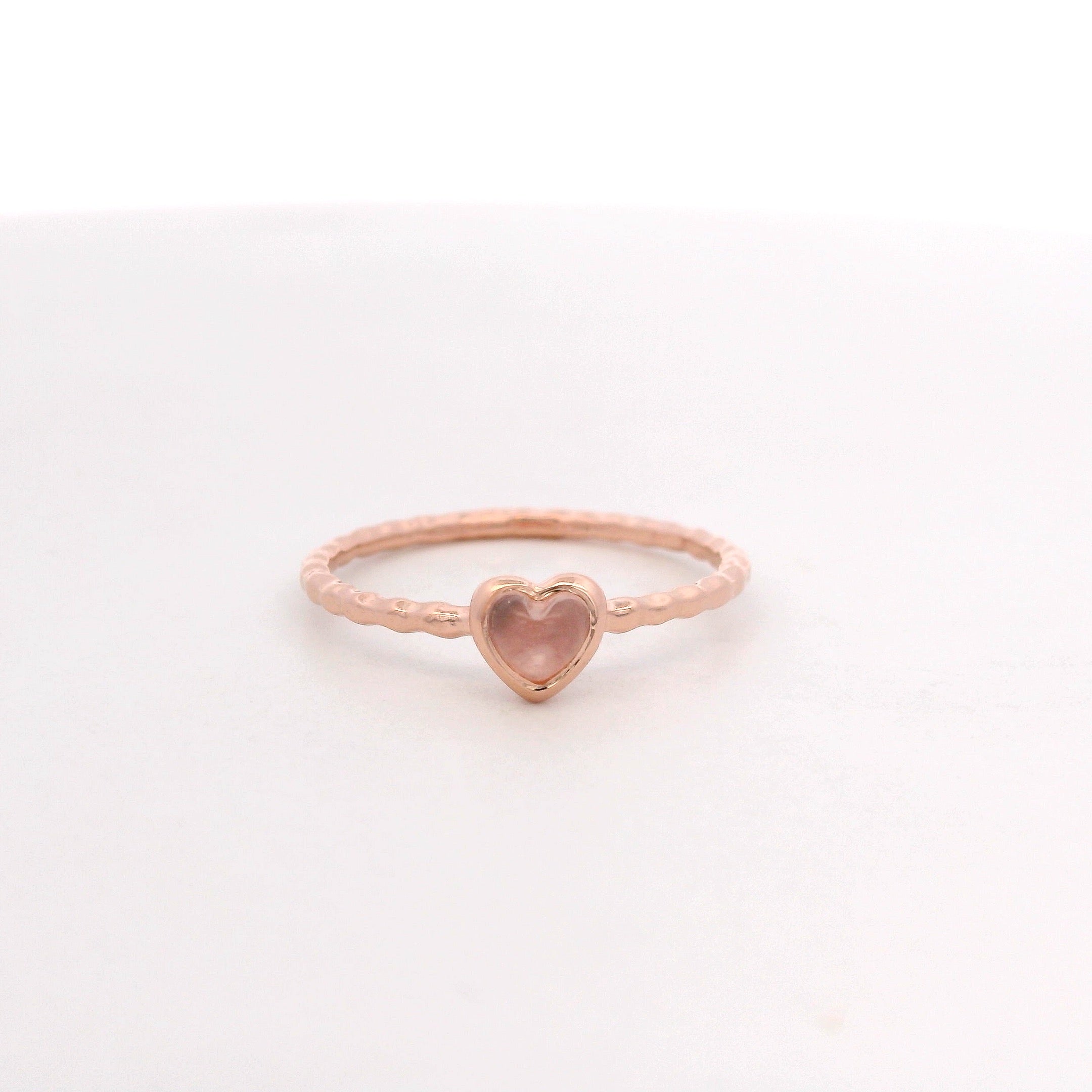 925RG MINI BEZEL HEART ROSE QUARTZ RING T6.5